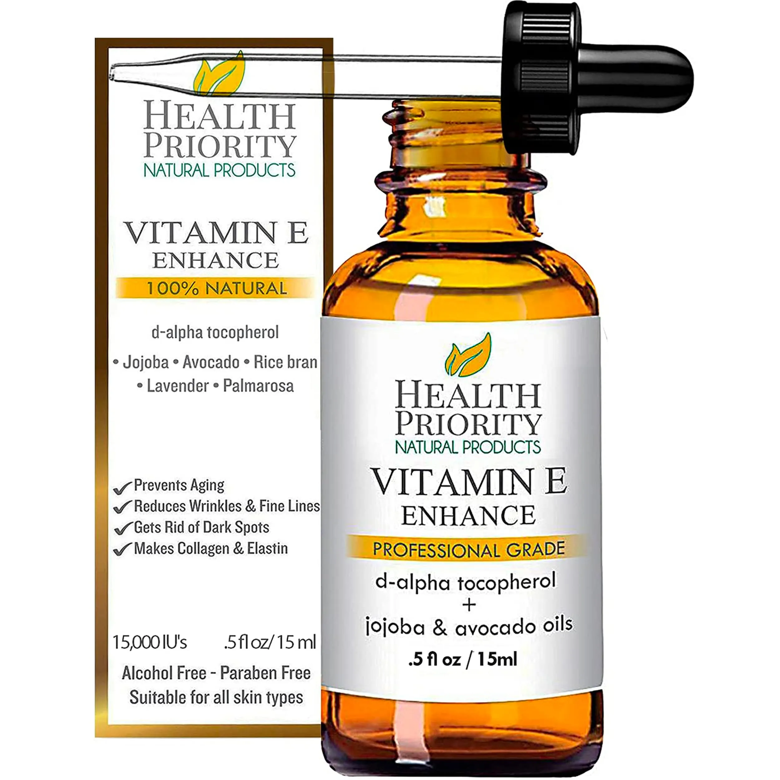 100% Pure 15000 Iu Vitamin E Oil Serum For Skin & Scars - Non-Gmo, Vegan,