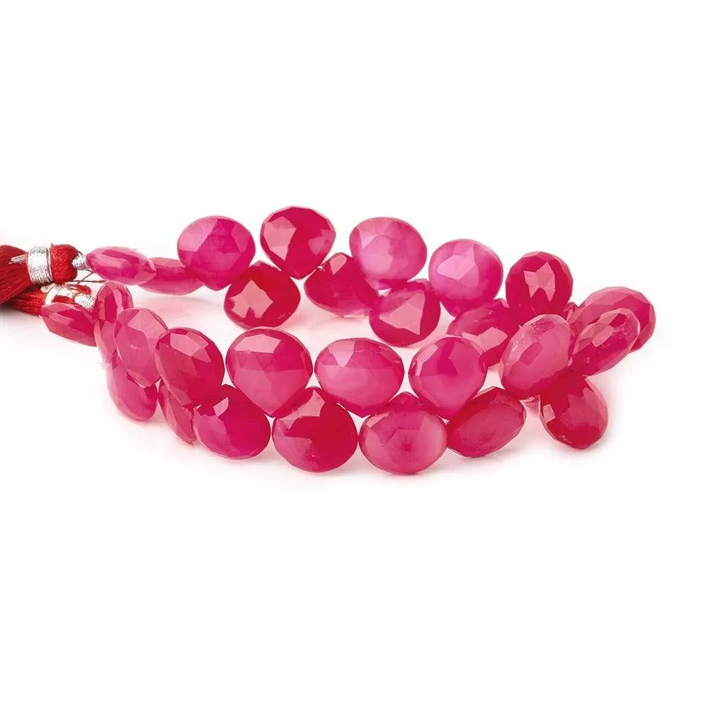 10x10-14x14mm Neon Pink Chalcedony faceted hearts 8 inch 32 beads