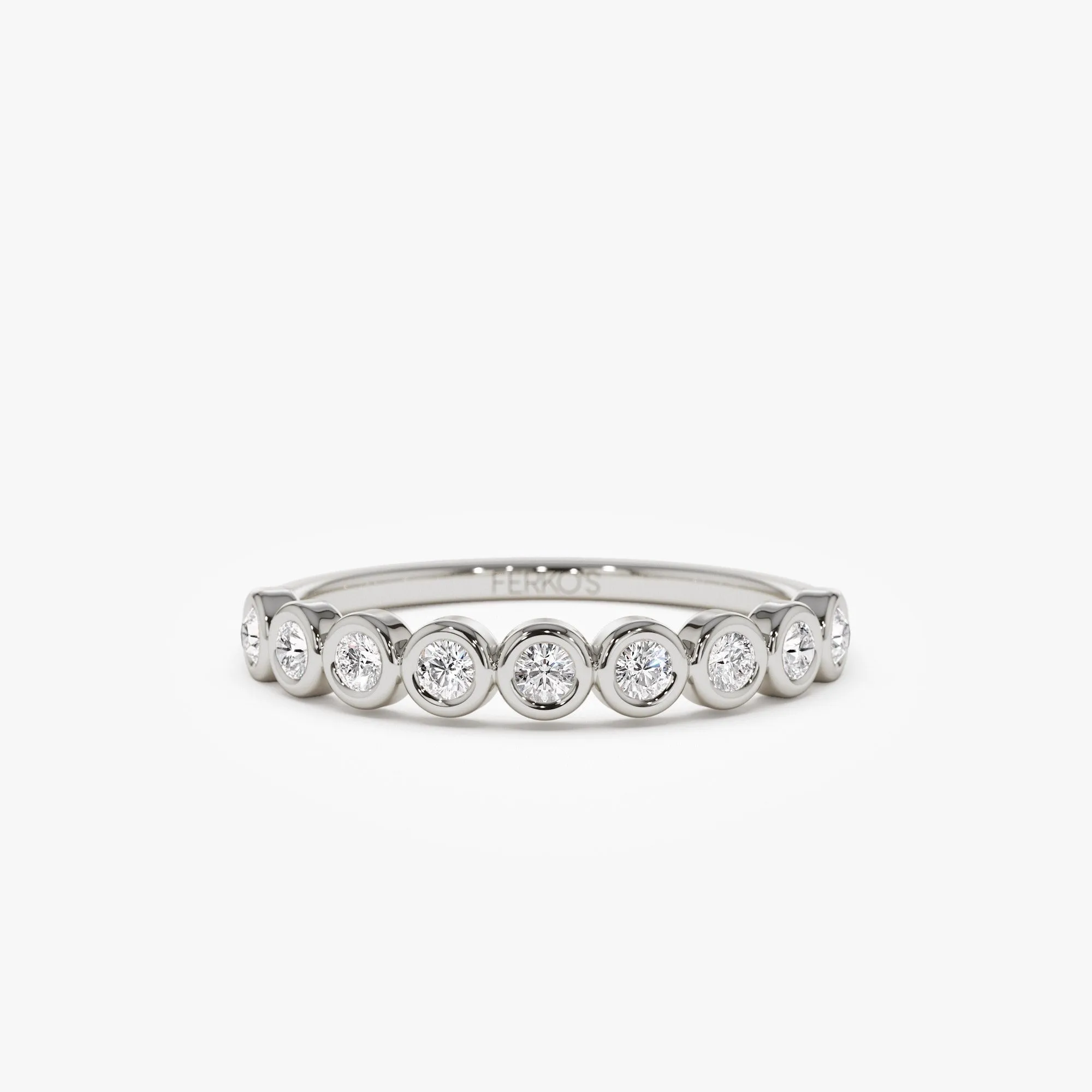 14k 9 Diamond Half Eternity Wedding Ring 0.55ctw