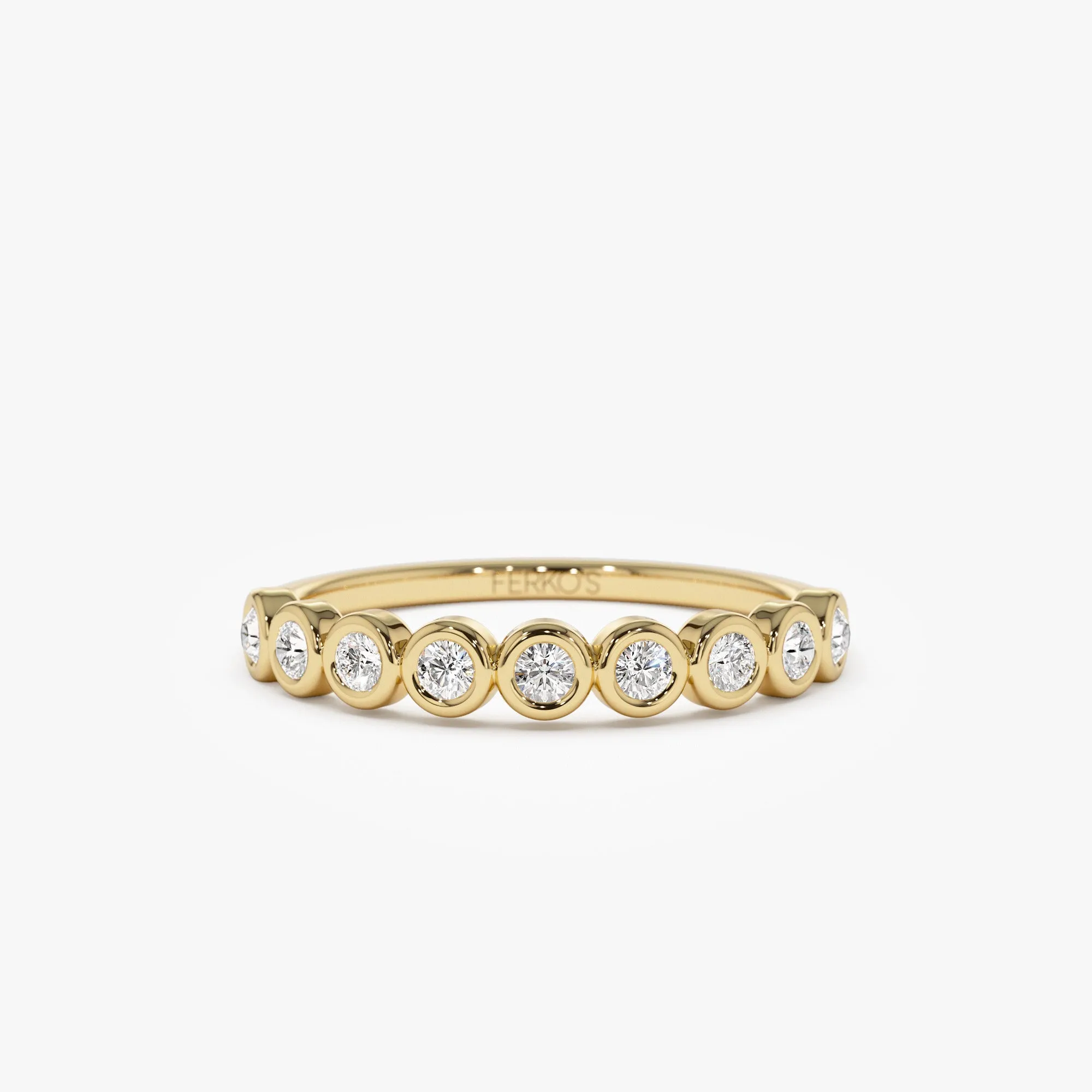 14k 9 Diamond Half Eternity Wedding Ring 0.55ctw