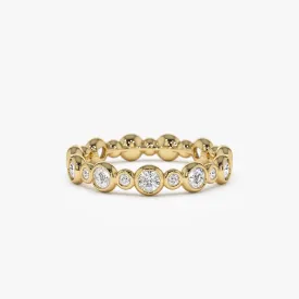 14k Gold Bubble Diamond Half Eternity Wedding Ring