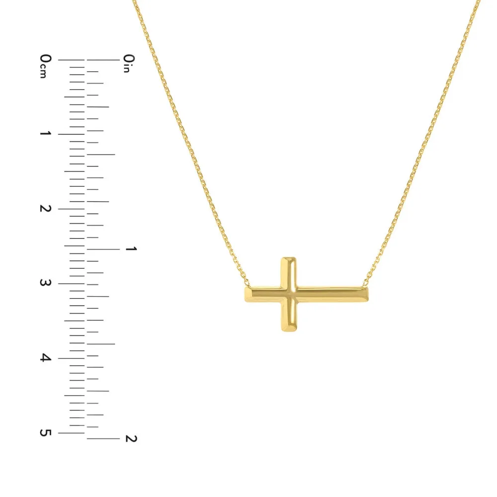 14k Gold Sideways Cross Necklace