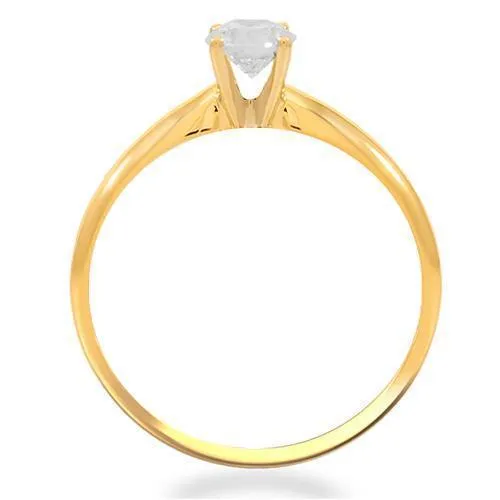 14K Solid Yellow Gold Diamond Solitaire Engagement Ring 0.41 Ctw