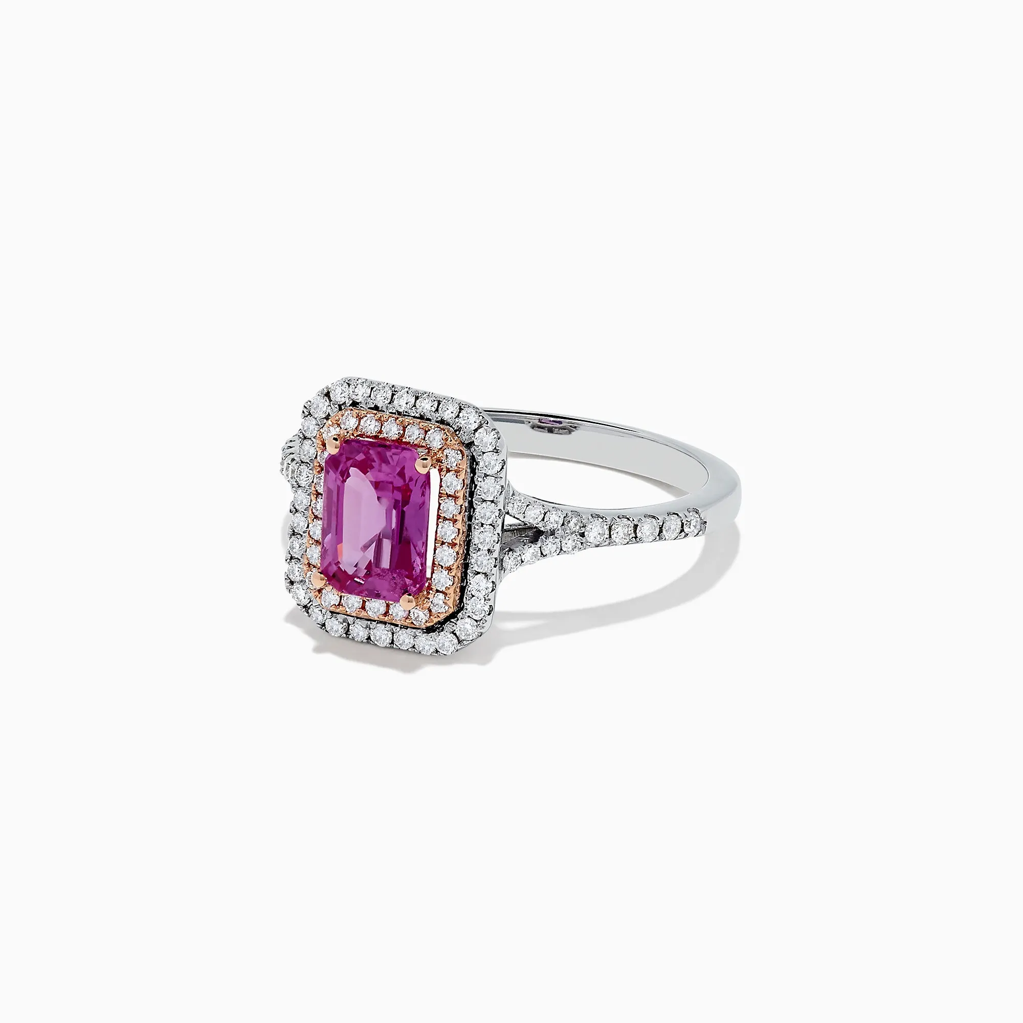 14K Two Tone Gold Pink Sapphire and Diamond Ring, 1.43 TCW