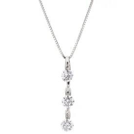 14K White Gold 3 Floating Diamond Necklace