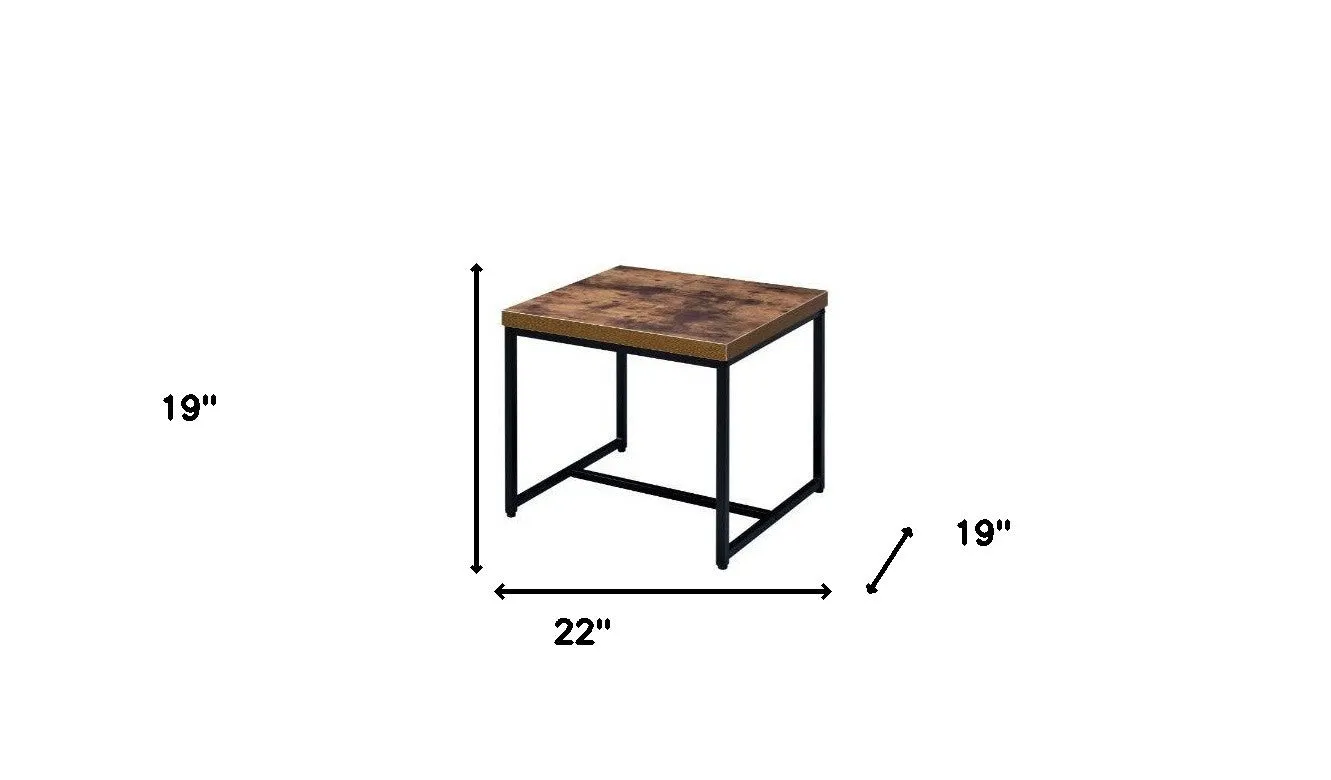 19" Black And Brown Oak Manufactured Wood And Metal End Table By Homeroots