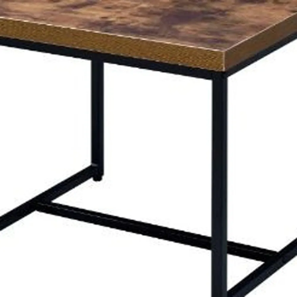 19" Black And Brown Oak Manufactured Wood And Metal End Table By Homeroots