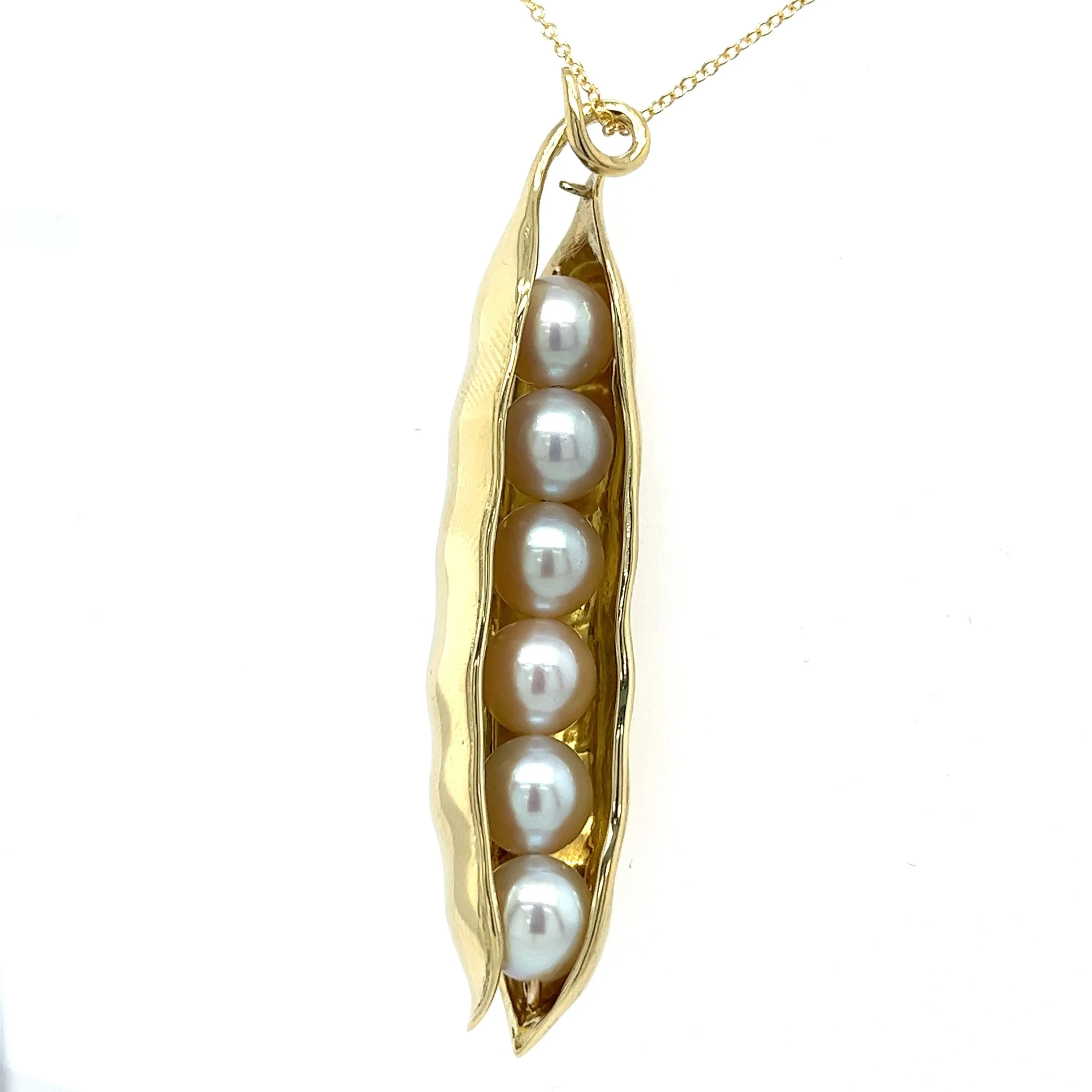 22K Yellow Solid Gold Pearl Edamame Pearl Pendant