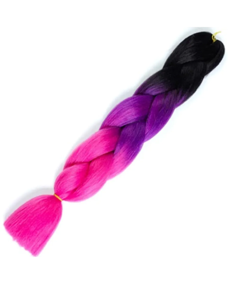 24" Ombre Black/Purple/Pink Braiding Hair Extensions