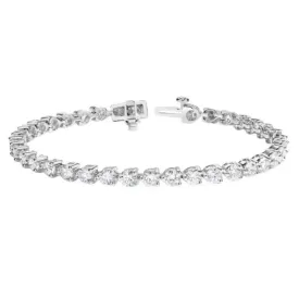 3 Prong Diamond Tennis Bracelet (8.12 ct Diamonds) in White Gold