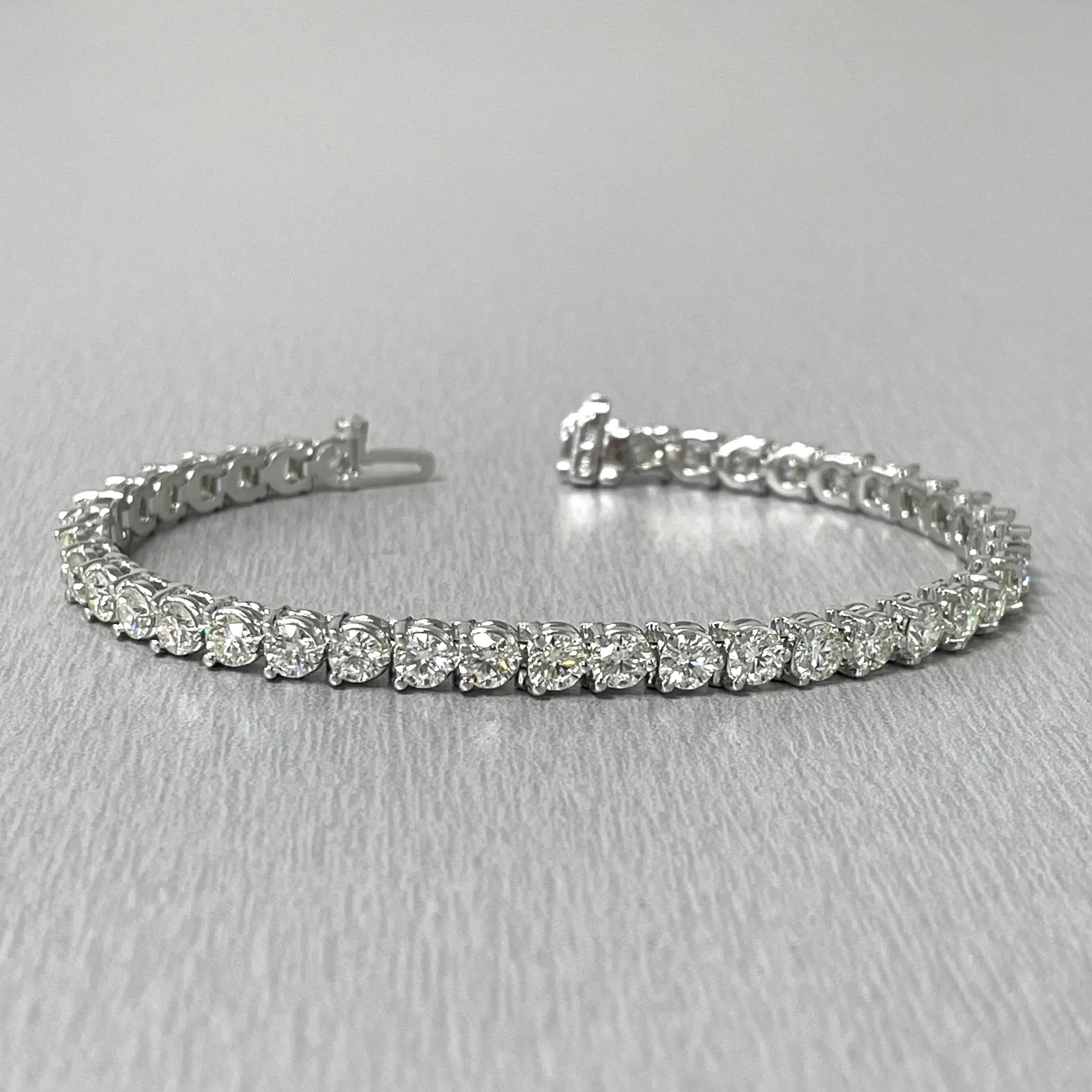 3 Prong Diamond Tennis Bracelet (8.12 ct Diamonds) in White Gold