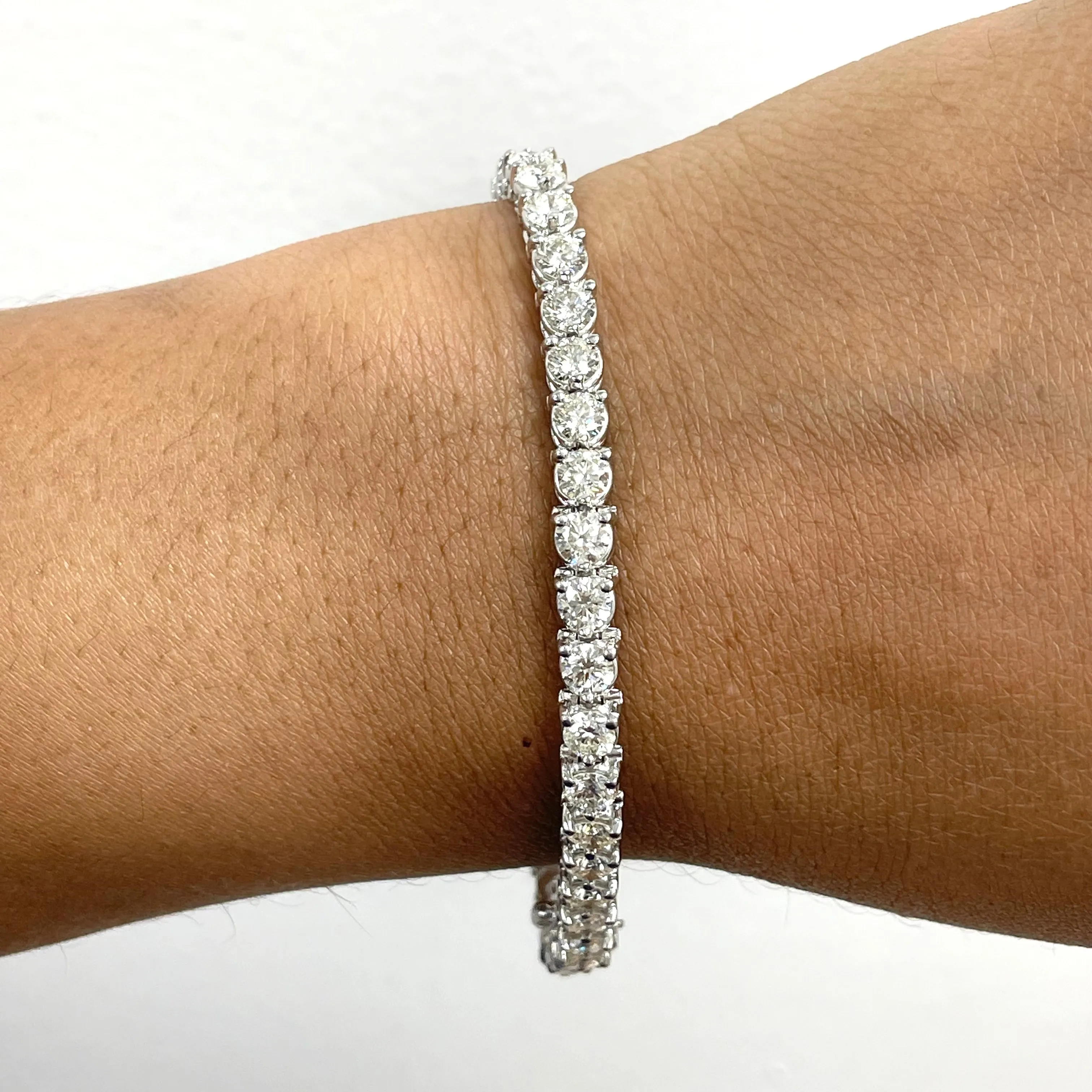 3 Prong Diamond Tennis Bracelet (8.12 ct Diamonds) in White Gold