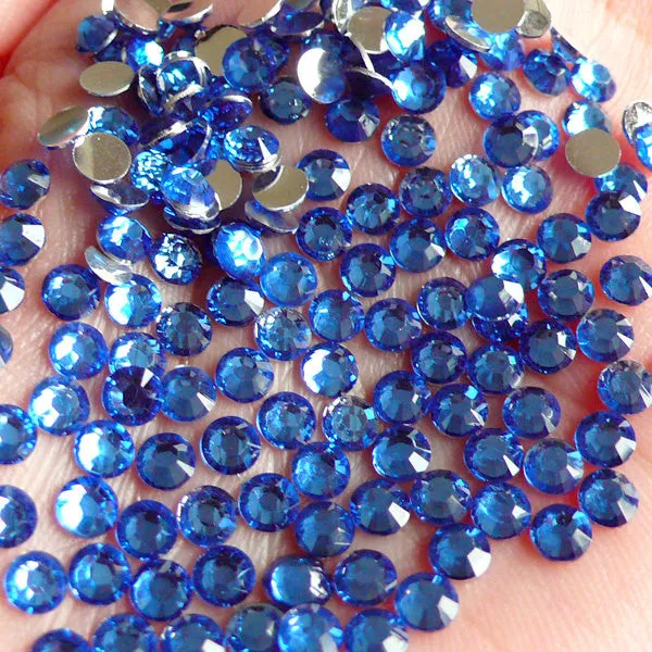 4mm Round Rhinestones | 14 Faceted Cut Resin Rhinestones (Blue / Around 1000 pcs)