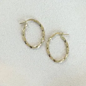 9ct Yellow Gold Twisted Oval Hoop Earrings