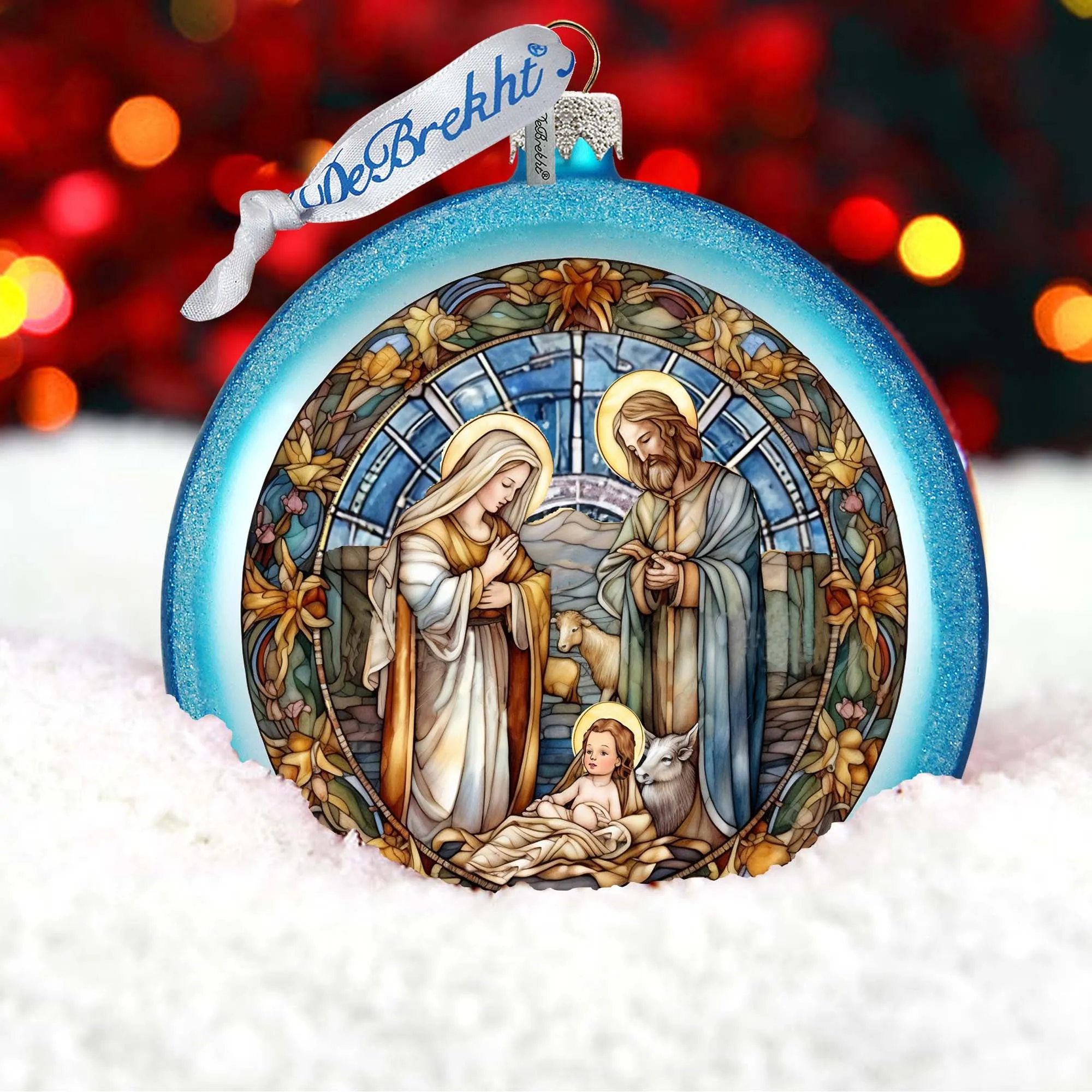 A Blessed Gathering - Holy Family Nativity Ball Glass Ornament by G Debrekht - Nativity Holiday Decor - 73567C