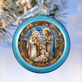 A Blessed Gathering - Holy Family Nativity Ball Glass Ornament by G Debrekht - Nativity Holiday Decor - 73567C