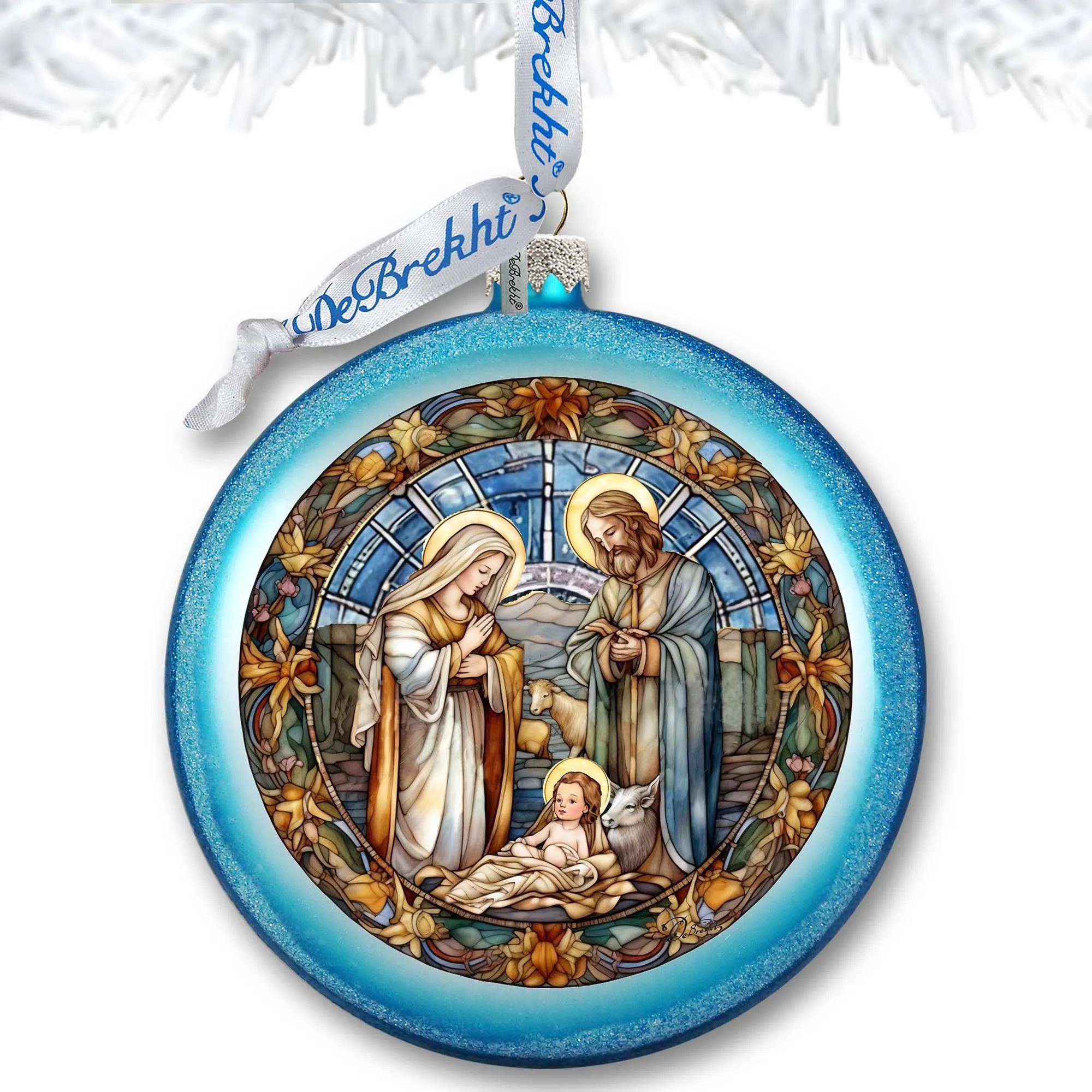 A Blessed Gathering - Holy Family Nativity Ball Glass Ornament by G Debrekht - Nativity Holiday Decor - 73567C