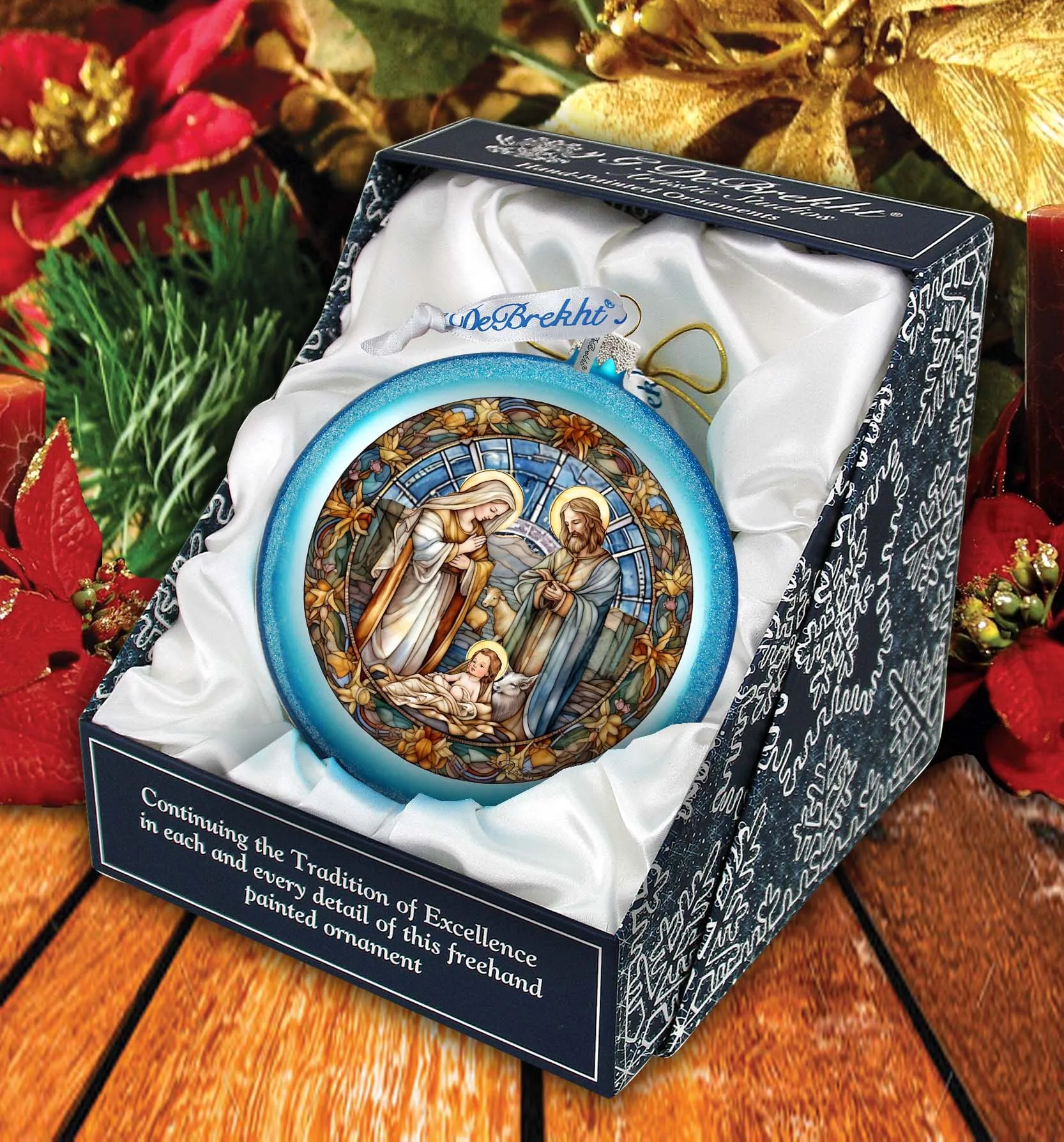 A Blessed Gathering - Holy Family Nativity Ball Glass Ornament by G Debrekht - Nativity Holiday Decor - 73567C