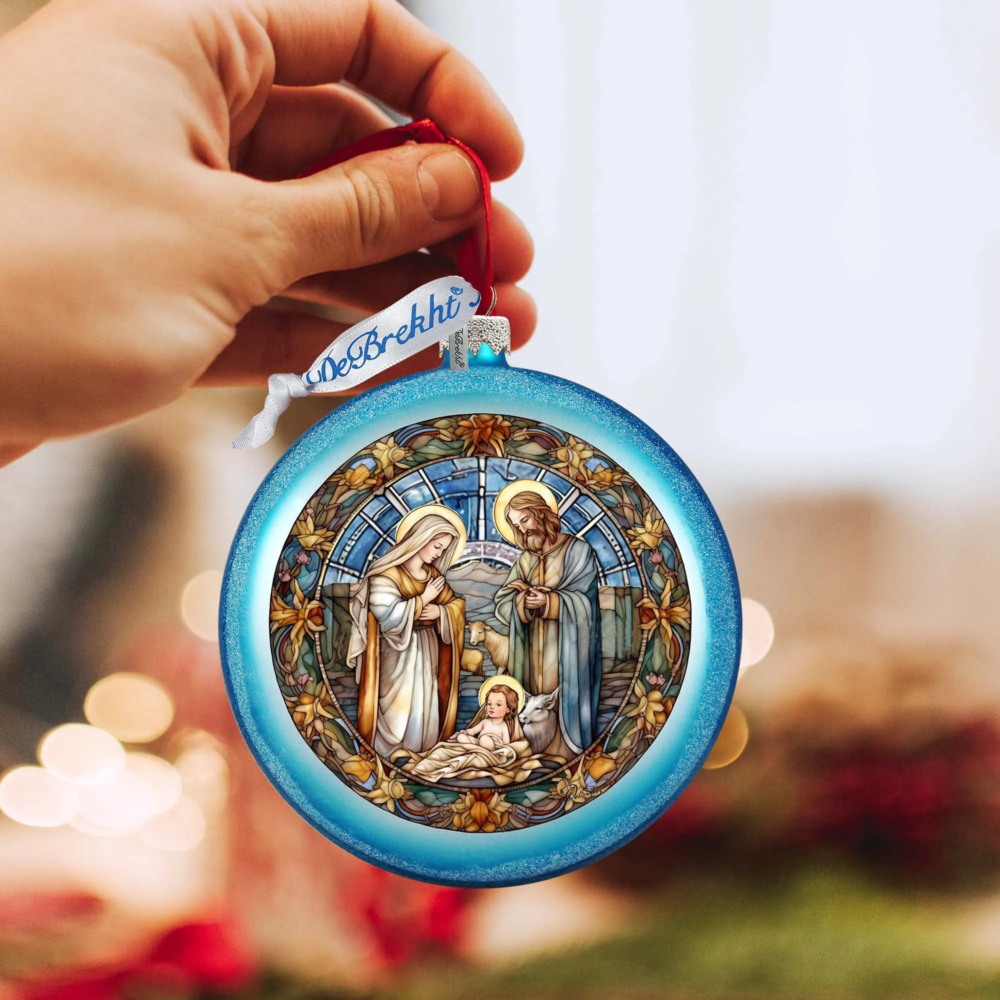 A Blessed Gathering - Holy Family Nativity Ball Glass Ornament by G Debrekht - Nativity Holiday Decor - 73567C