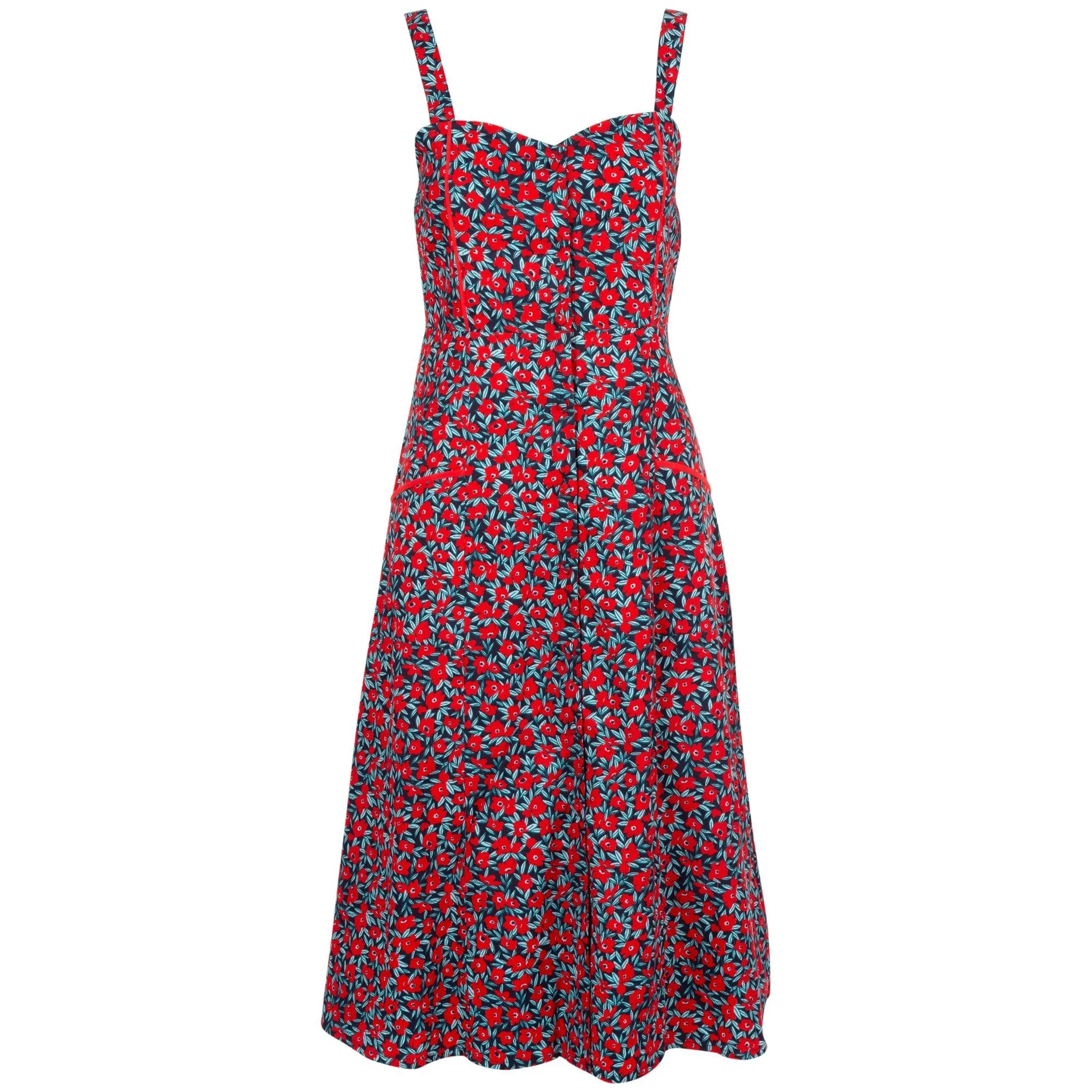 Aloha Red Poppies Midi Dress