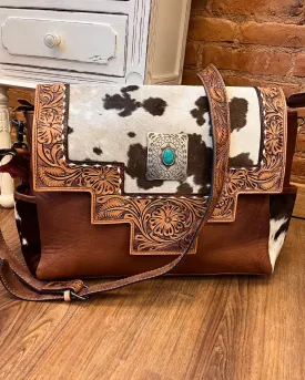 American Darling Cowhide Hair-On Concealed Carry Crossbody Messenger Briefcase Purse ADBG842B