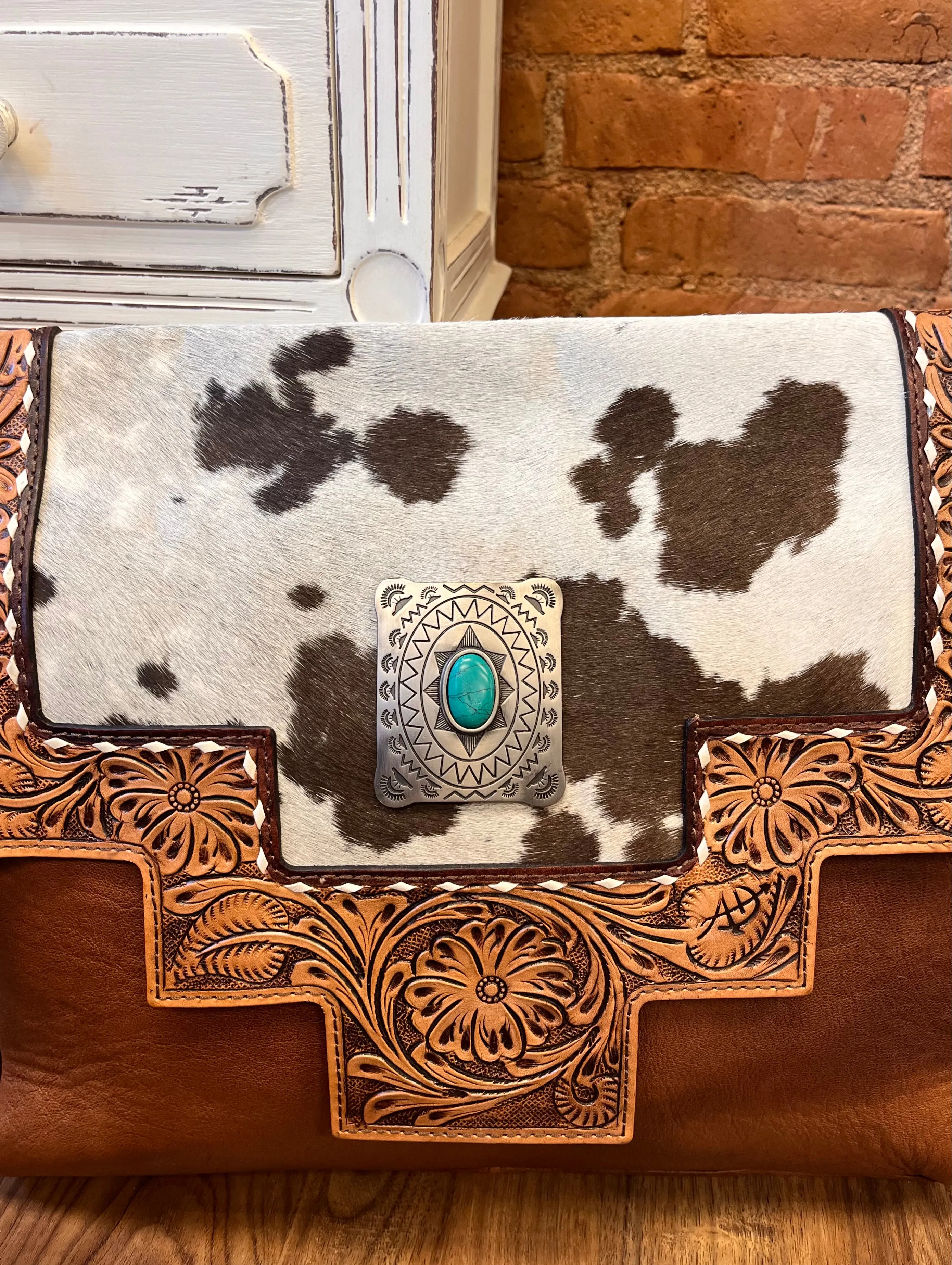 American Darling Cowhide Hair-On Concealed Carry Crossbody Messenger Briefcase Purse ADBG842B