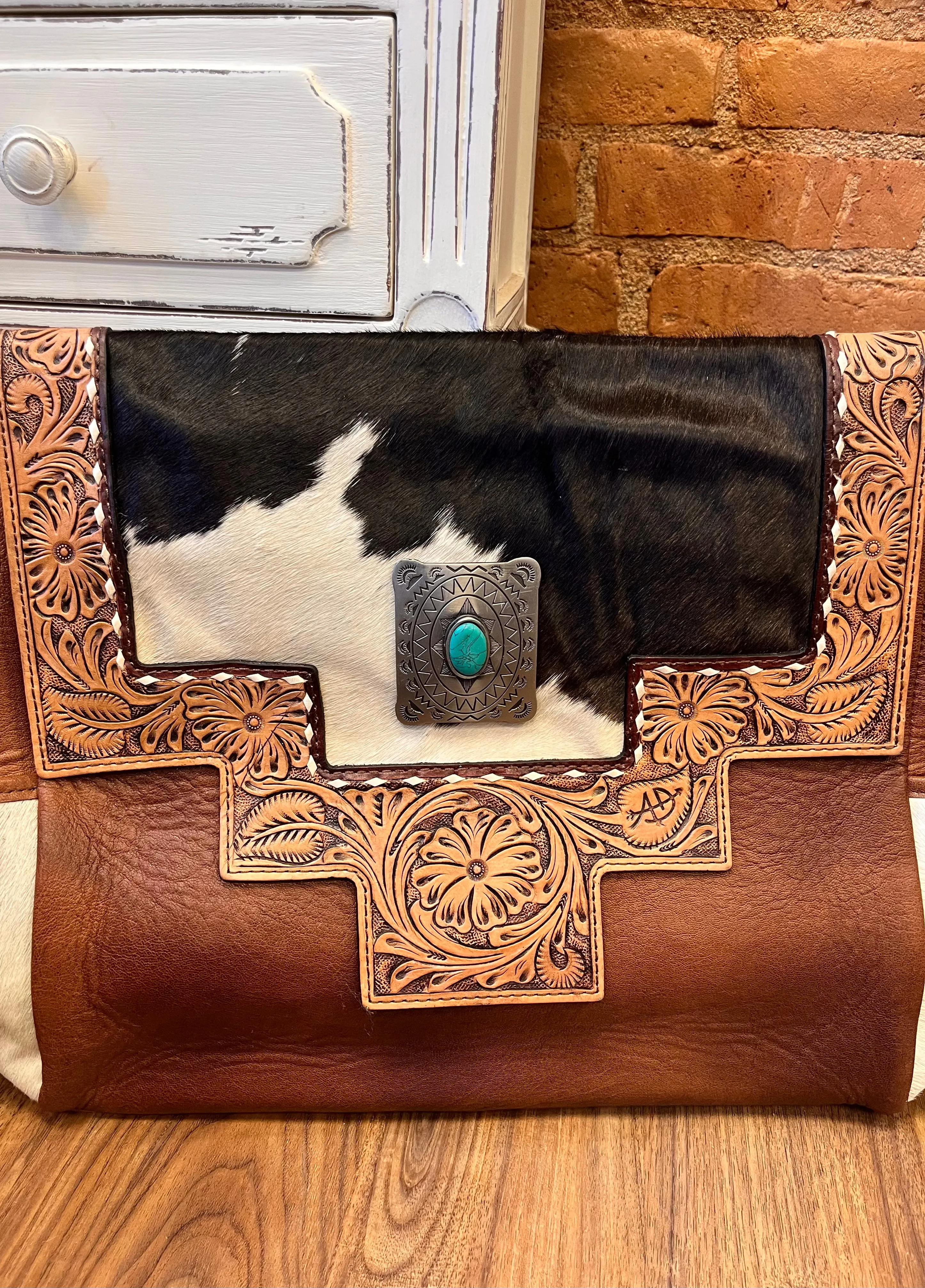 American Darling Cowhide Hair-On Concealed Carry Crossbody Messenger Briefcase Purse ADBG842B