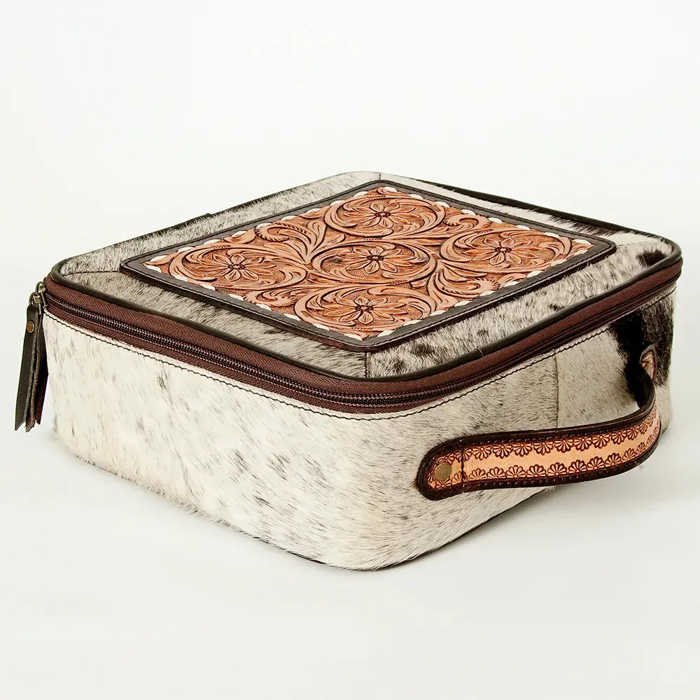 American Darling Hair-On Floral Hand Tooled Leather Jewelry Case