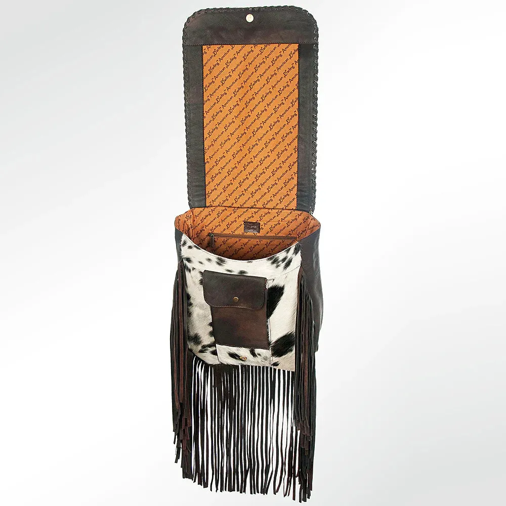 American Darling Leather Hair On Hide Backpack With Fringe