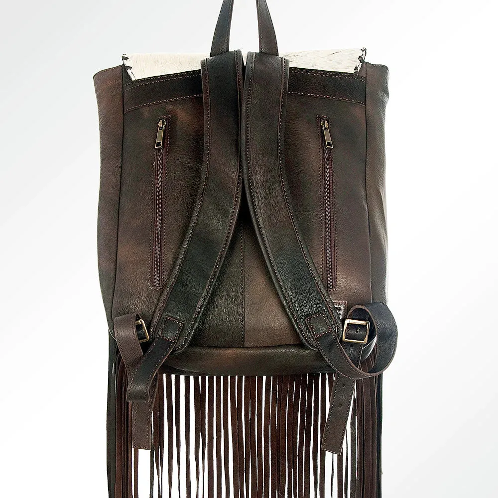 American Darling Leather Hair On Hide Backpack With Fringe