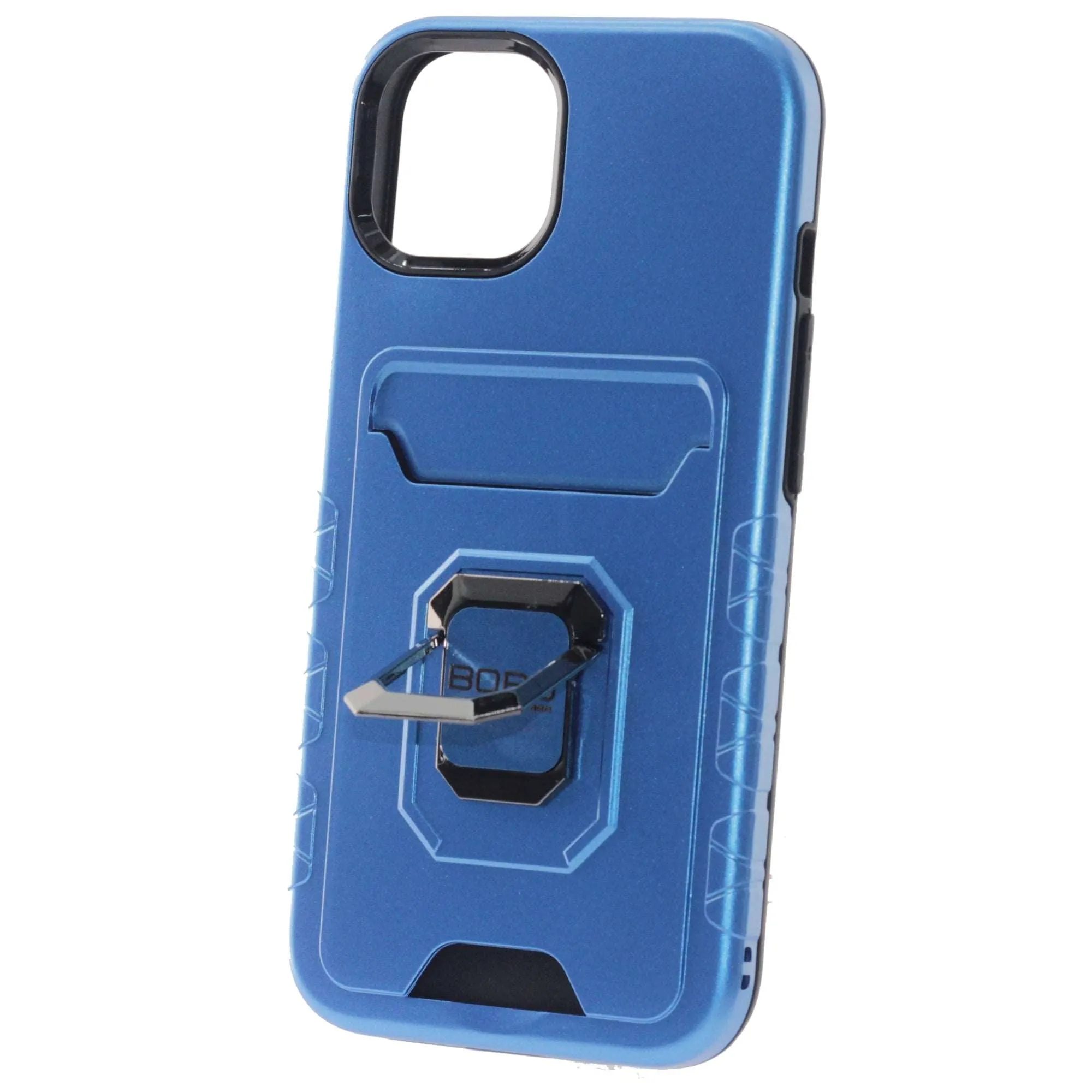 Apple iPhone 13 Mini Case, (BORO) Magnetic Ring Armor Case with Card Holder, Color Blue