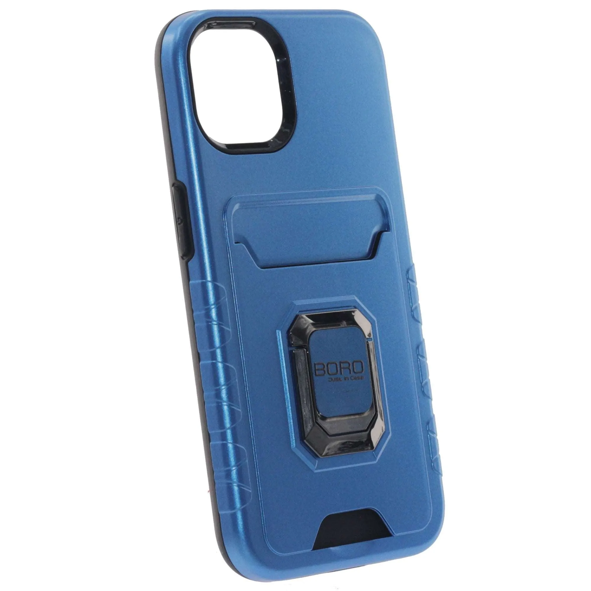 Apple iPhone 13 Mini Case, (BORO) Magnetic Ring Armor Case with Card Holder, Color Blue