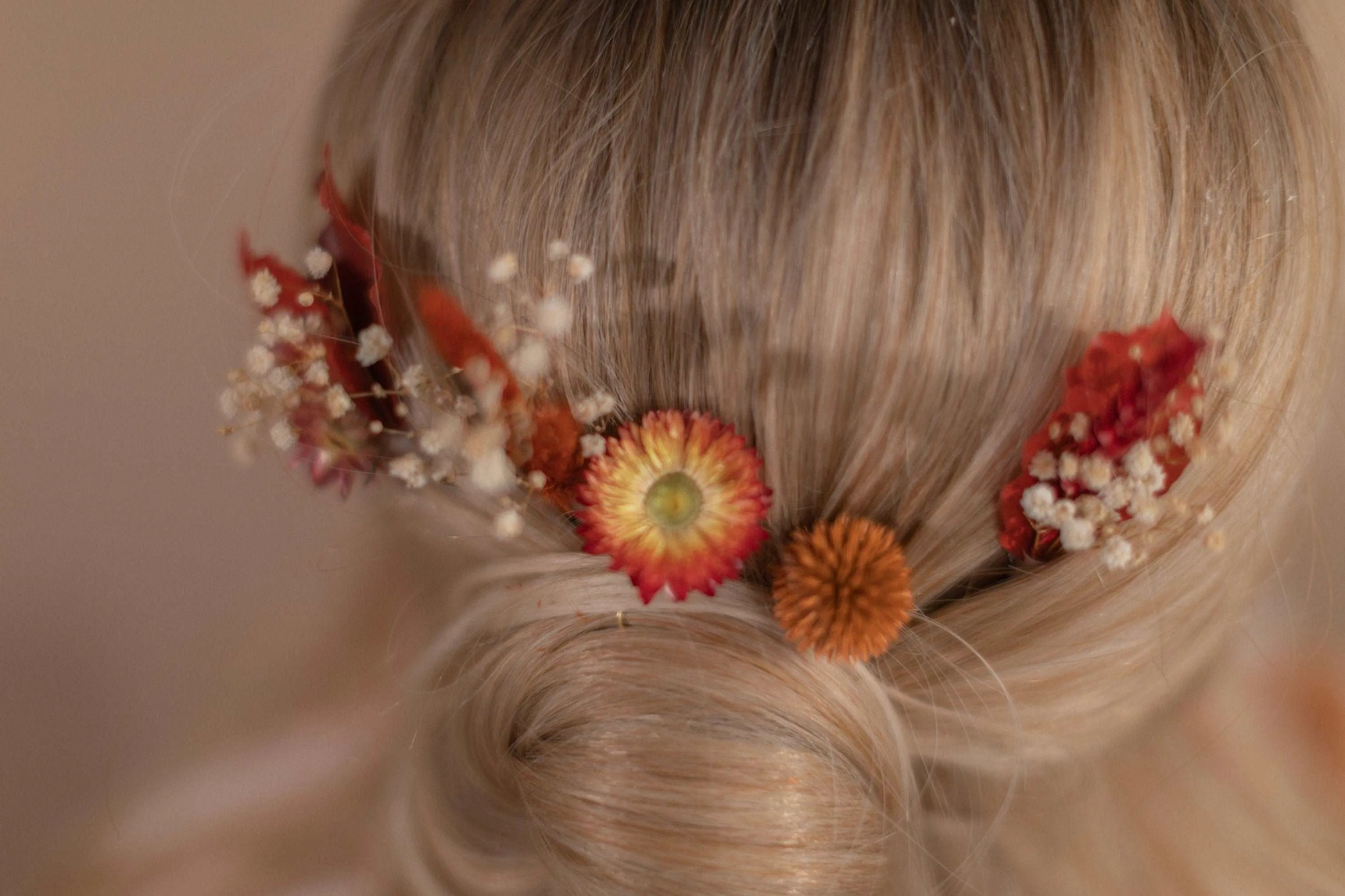 Autumn Terracota Hair Pin Set / Flower hair pins, Boho hair pins, Hidden Botanics Hair pins, Wedding Hair pins, Flower Pins Set