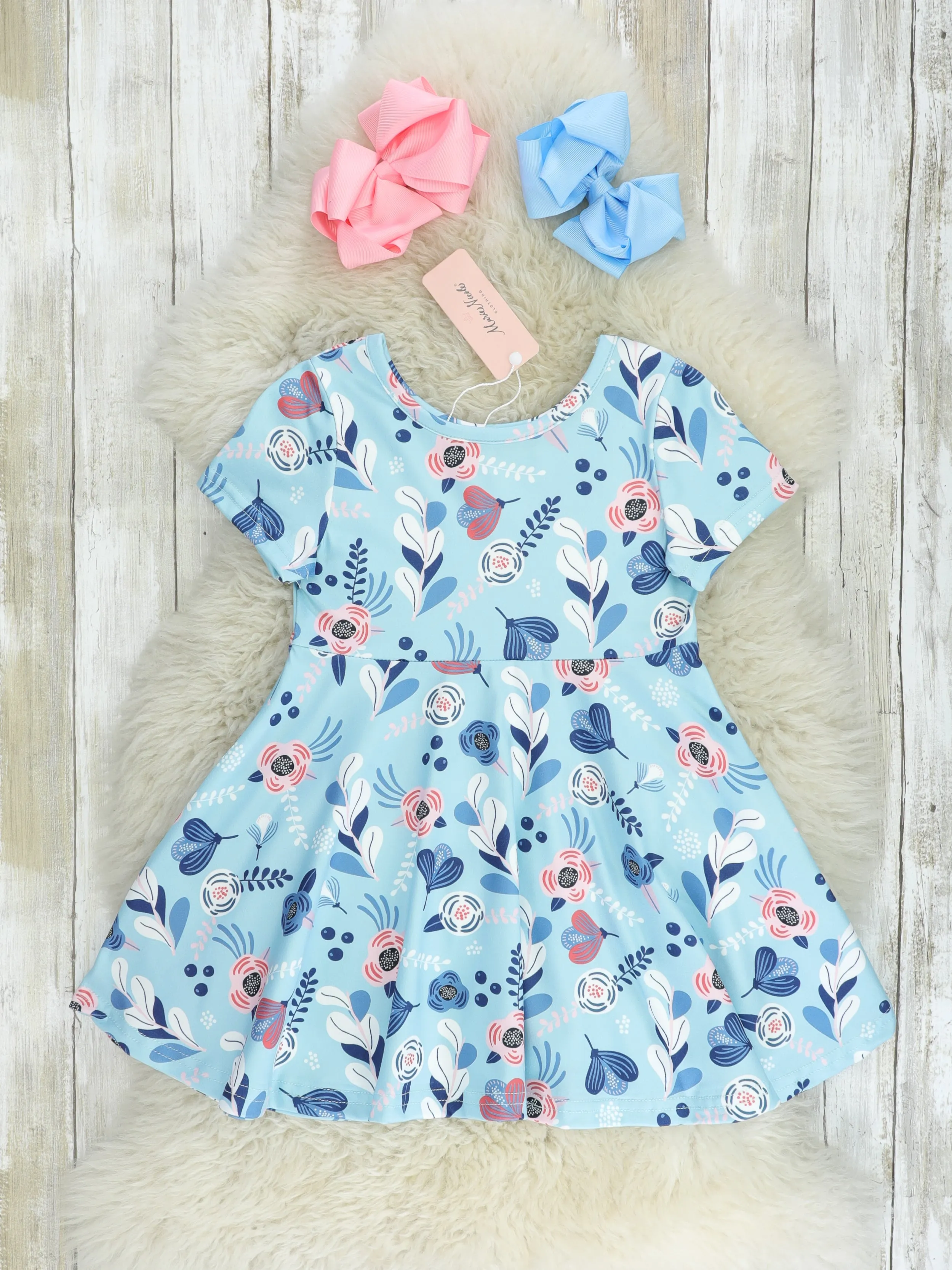 Baby Blue Floral Swing Dress