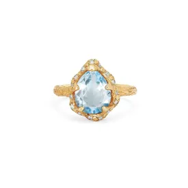 Baby Queen Water Drop Aquamarine Ring with Sprinkled Diamonds