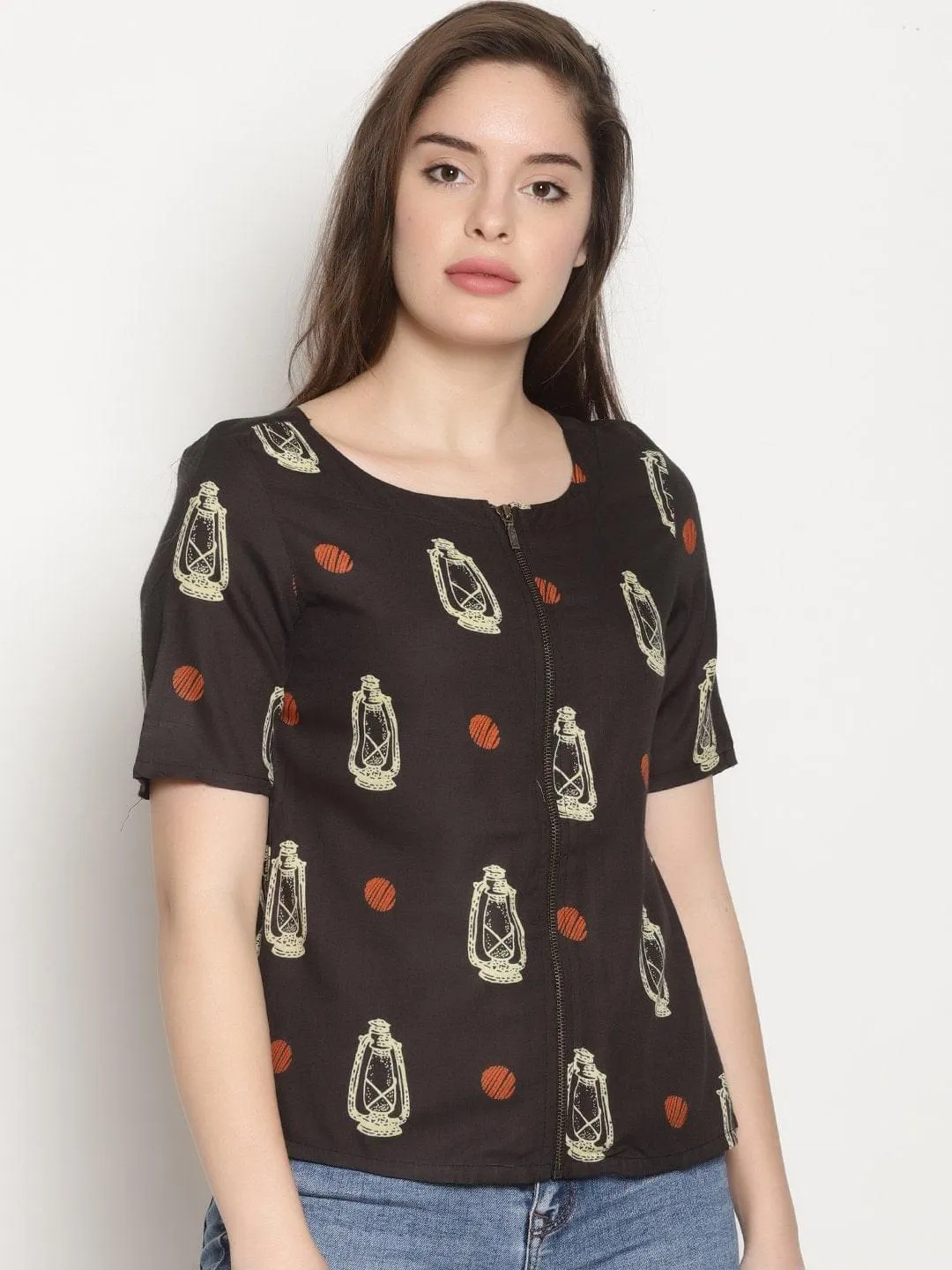 Black Lantern Print Top