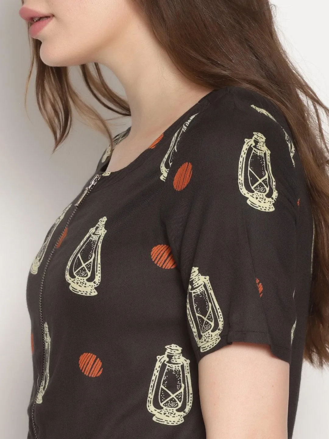 Black Lantern Print Top