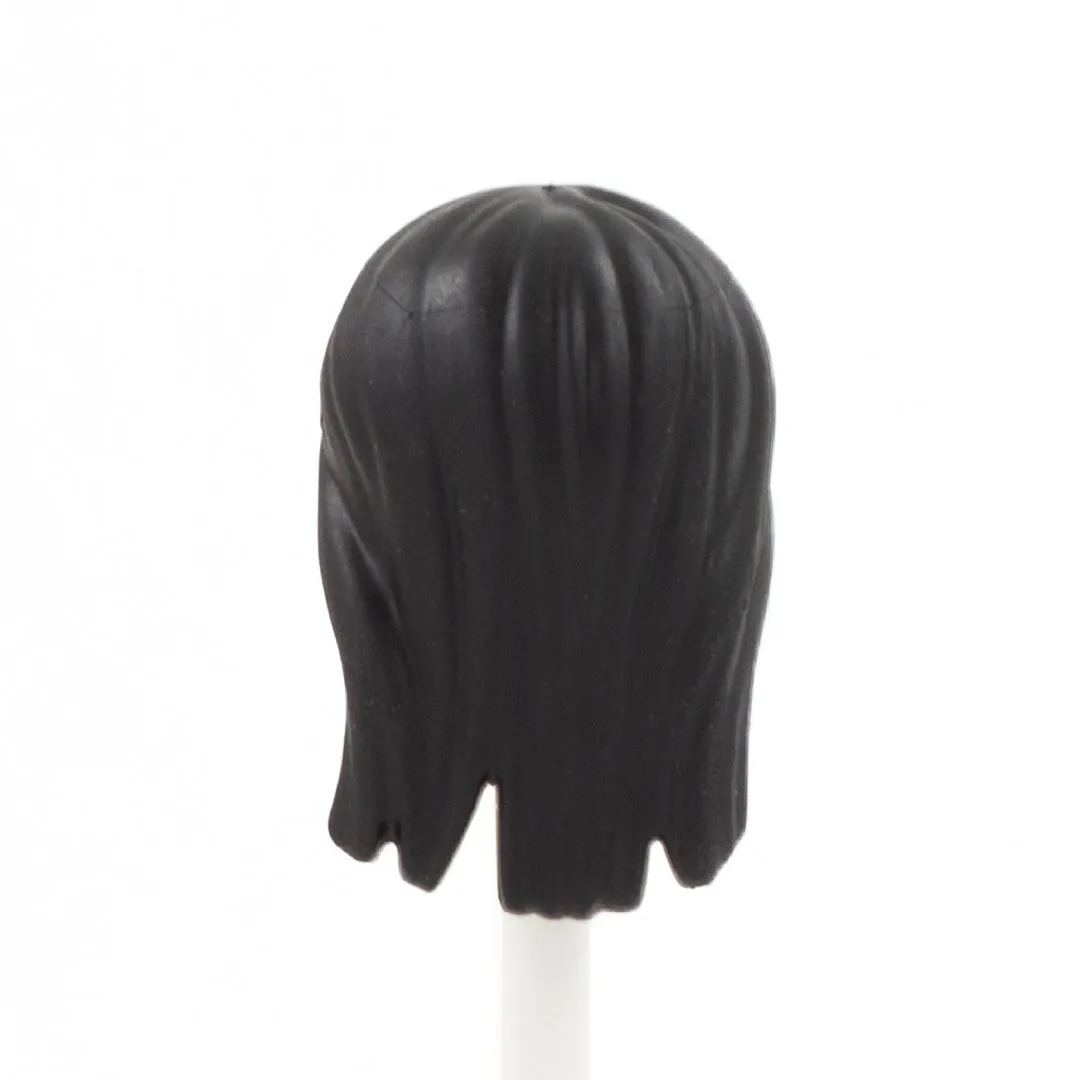 Black Long Straight Hair with Centre Parting - LEGO Friends Minifigure Hair