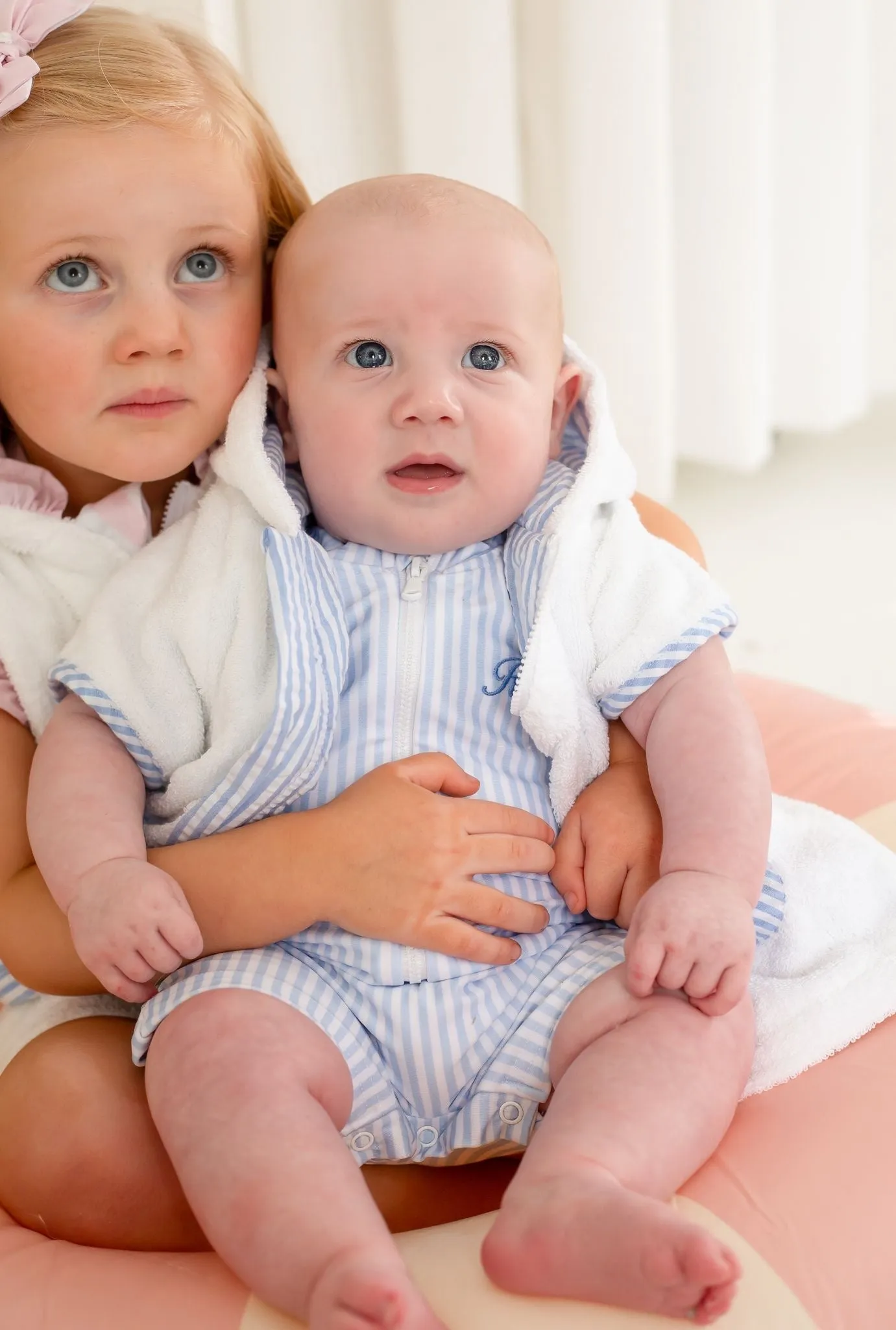 Boys Baby Blue Stripe Towelling Coverup