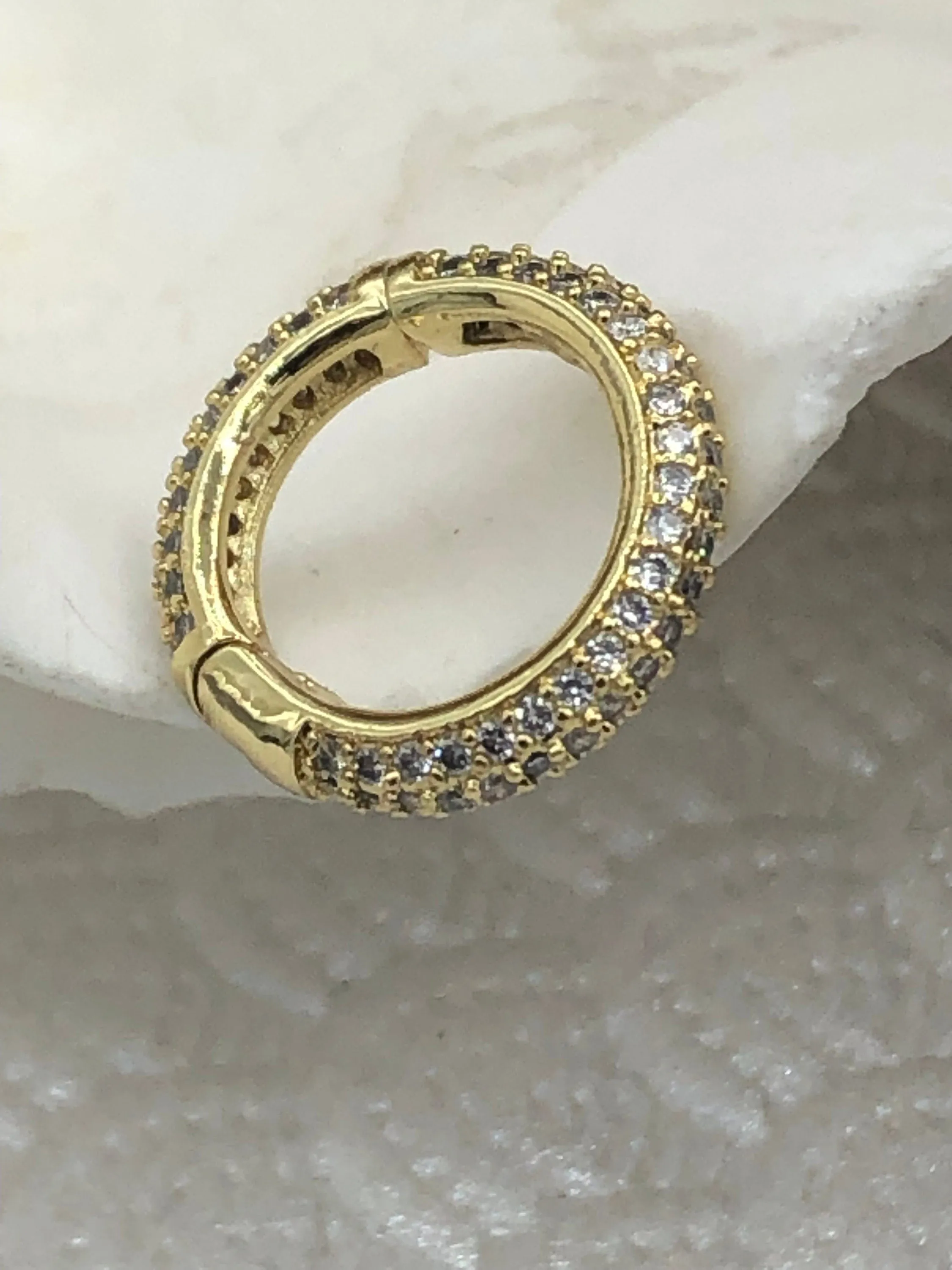 Brass Micro Pave Snap Clasp, Snap Circle with CZ, Round Snap Ring, Snap Gate Clasp, Necklace Building Extender, Charm Holder, Fast Ship