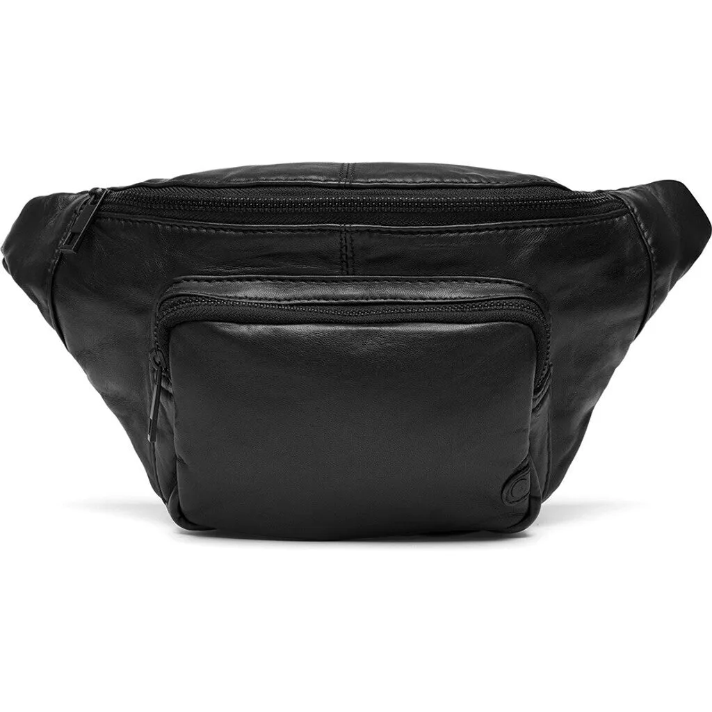 Bumbag in vintage look with front pocket / 13396 - Black / Black