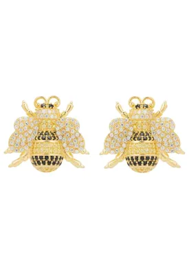 Bumble Bee Stud Earrings Gold