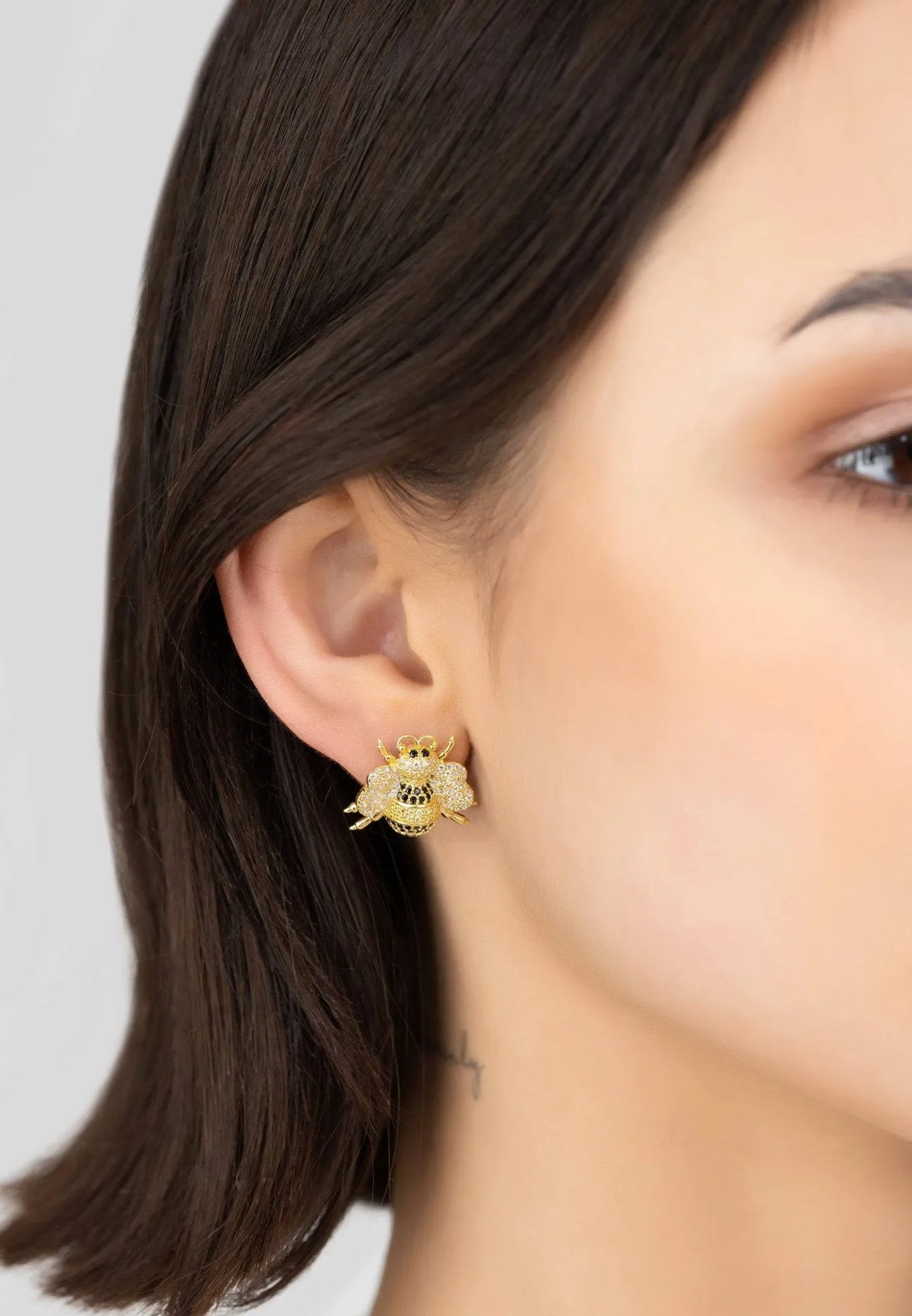 Bumble Bee Stud Earrings Gold