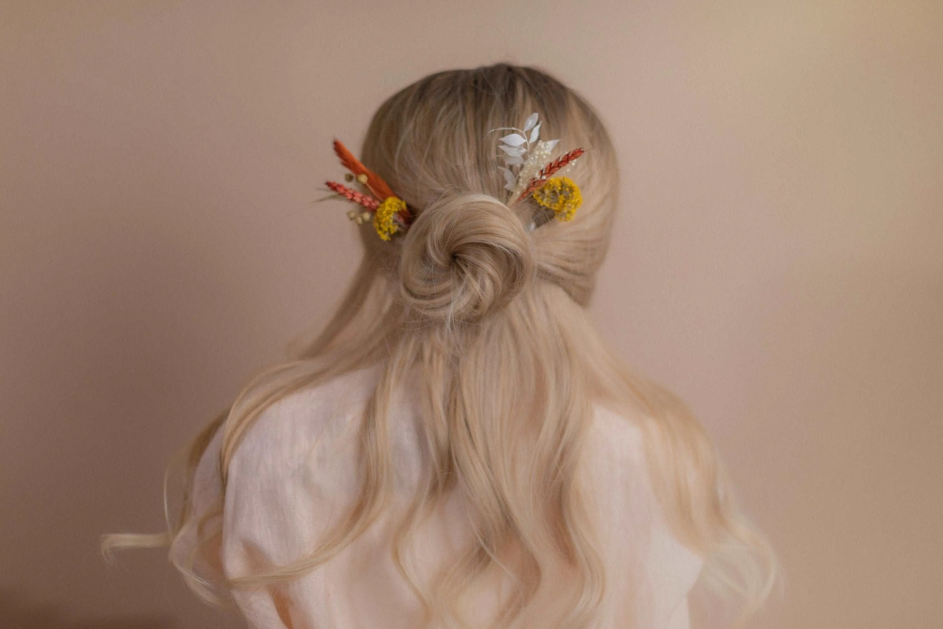 Burn Orange & Yellow Hair Pin Set 4 Piece Boho Bridal Hair Accessories