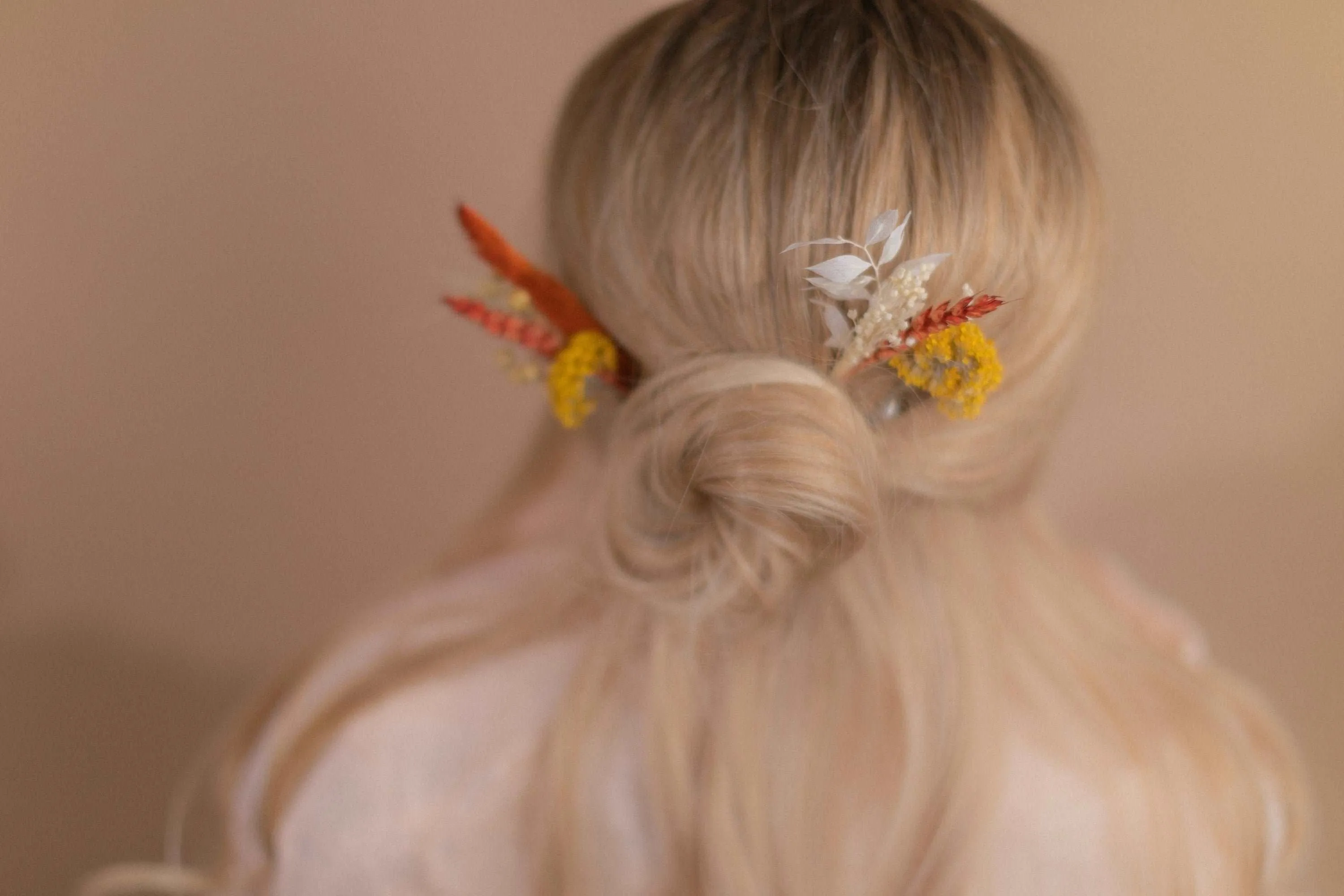 Burn Orange & Yellow Hair Pin Set 4 Piece Boho Bridal Hair Accessories