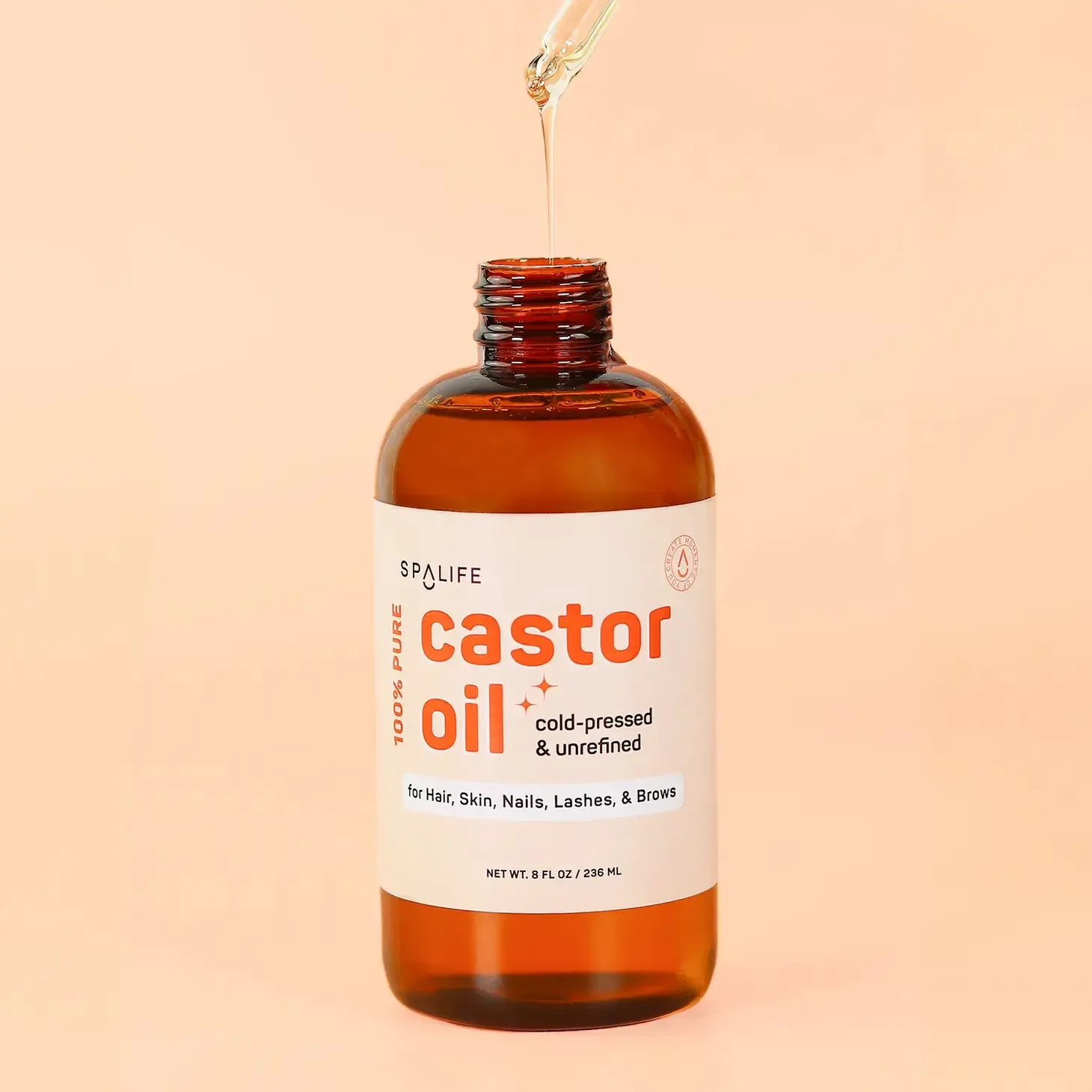 Castor Oil 100% Pure - For Hair, Skin, Nails, Lashes & Brows