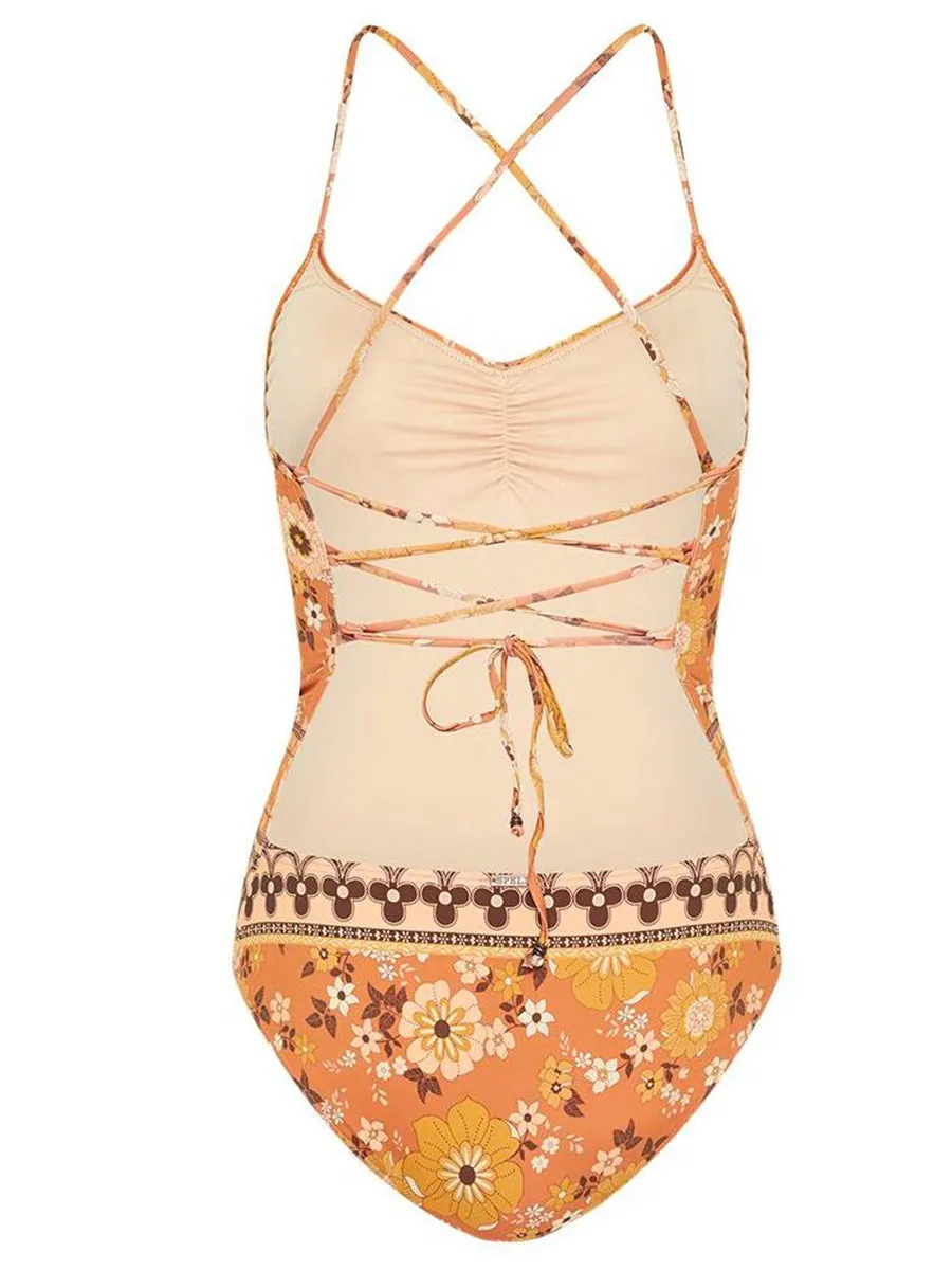 Casual Beach Floral Printed One-piece