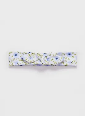 Cathy Jersey Bow Headband in Blue Poppy