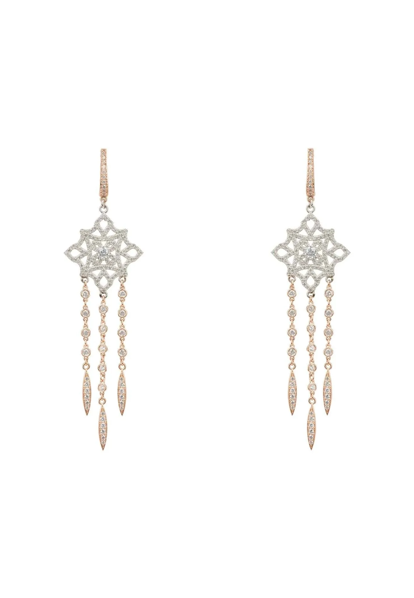 Celtic Knot Diamond Dream Catcher Earrings Rosegold