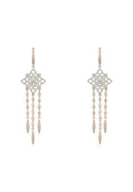 Celtic Knot Diamond Dream Catcher Earrings Rosegold